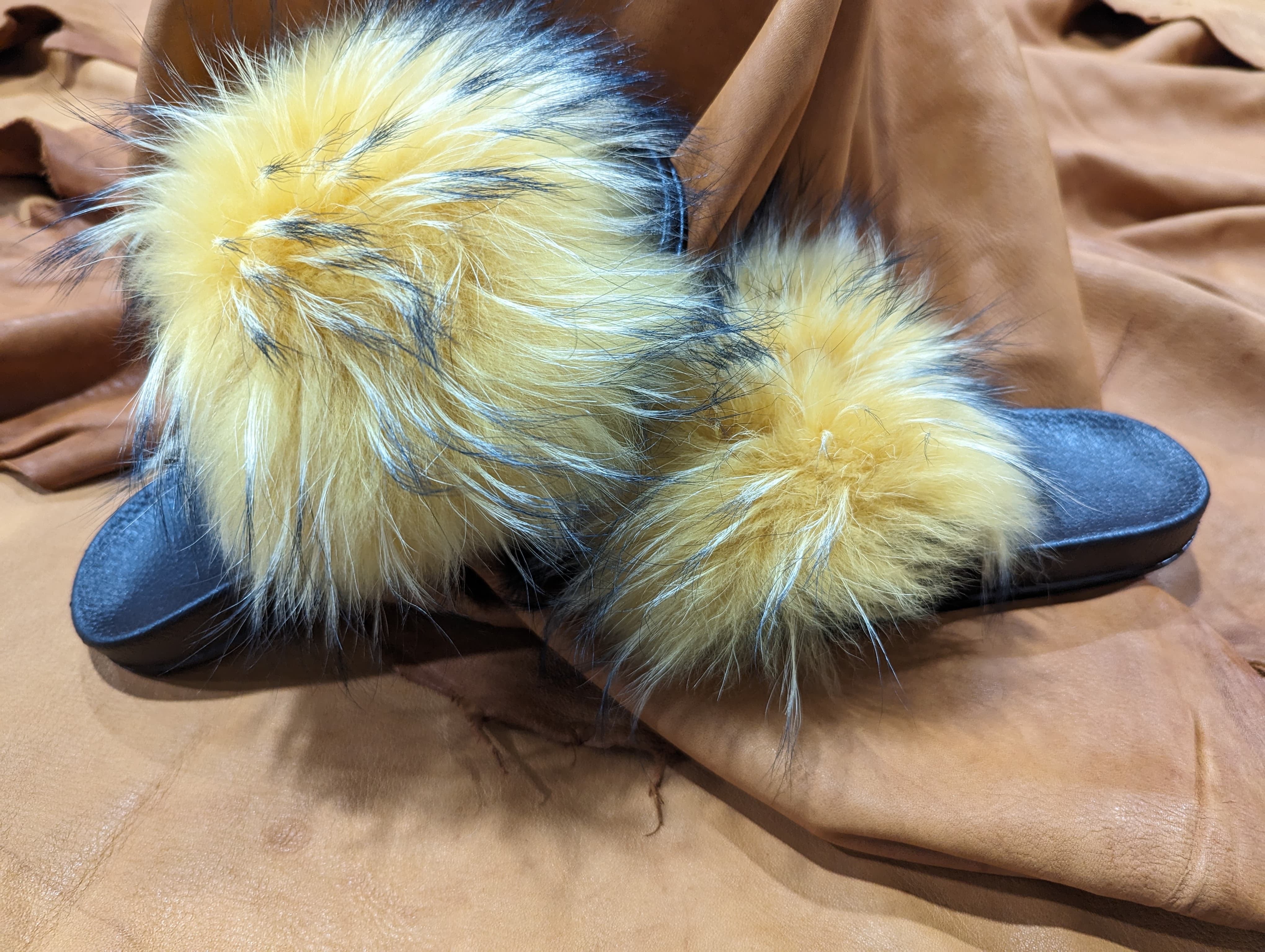 Luxury Fur Slides – Soft Plush Slippers in Multiple Colors | Prestige Furs