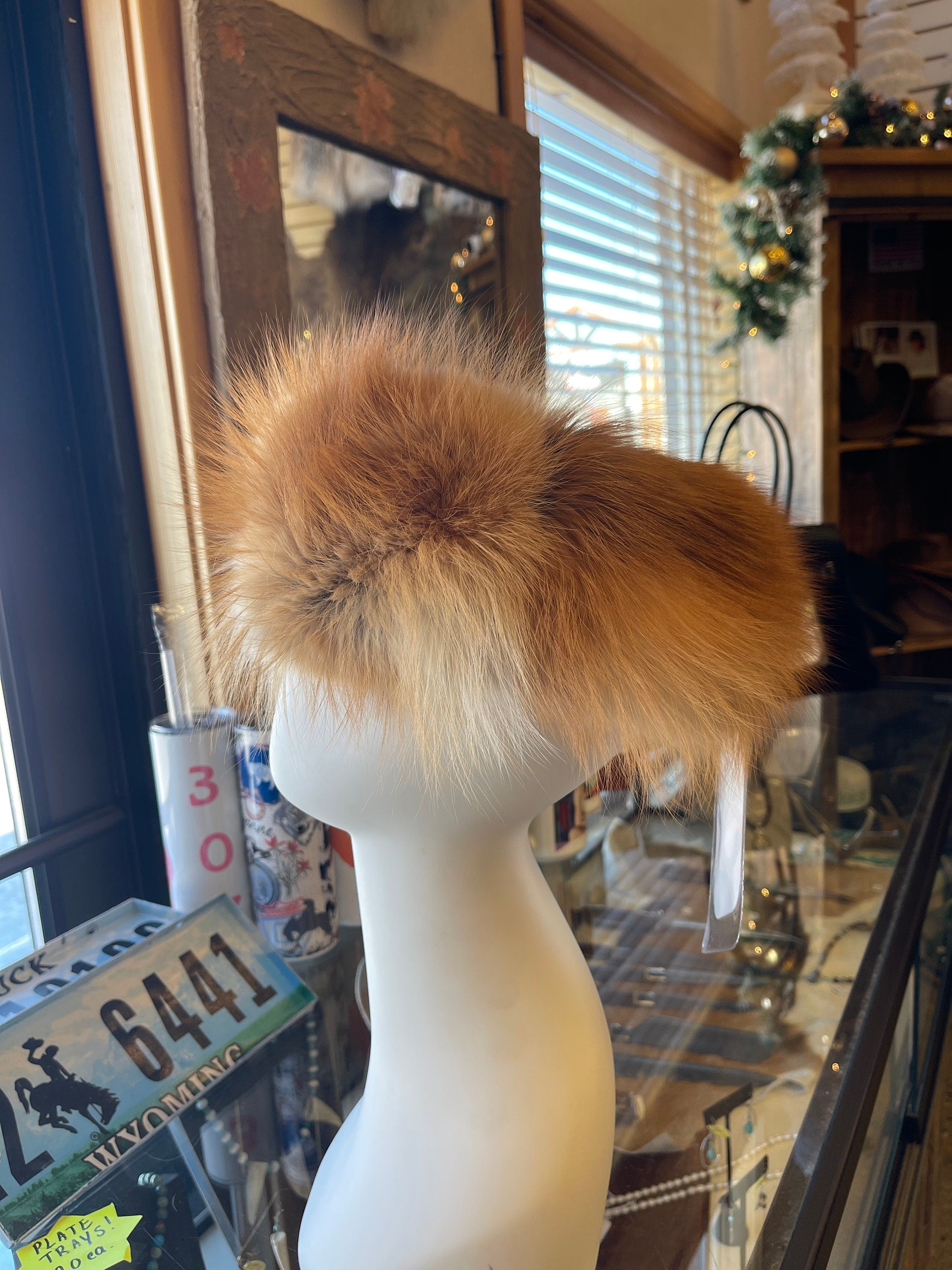 Red fox fur adjustable headband Red fox neck warmer cozy fur gift ear warmer