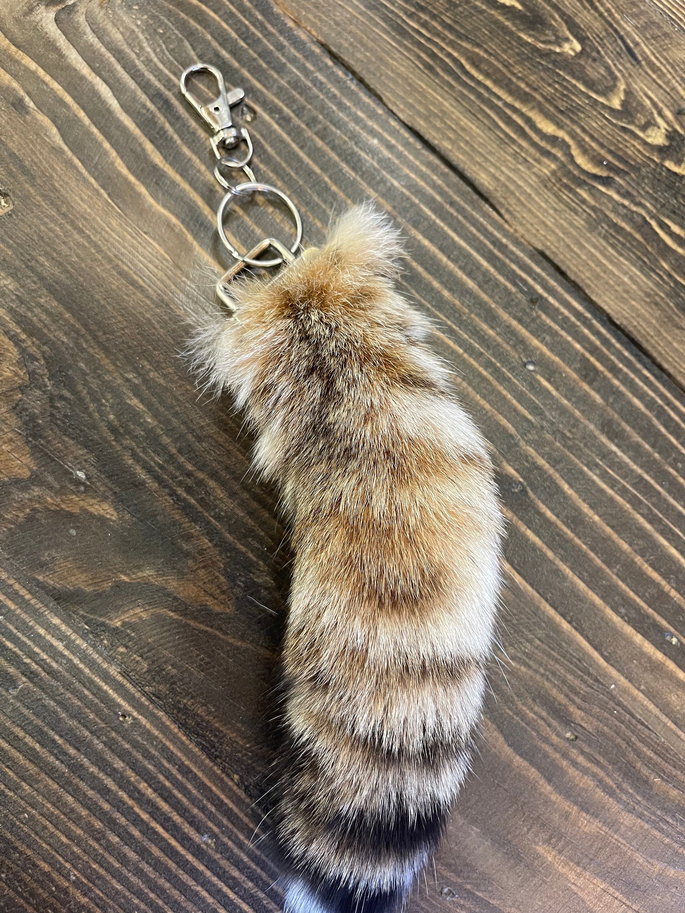 Lynx cat tail keychain bobcat real fur tanned fur gift ethically sourced tails