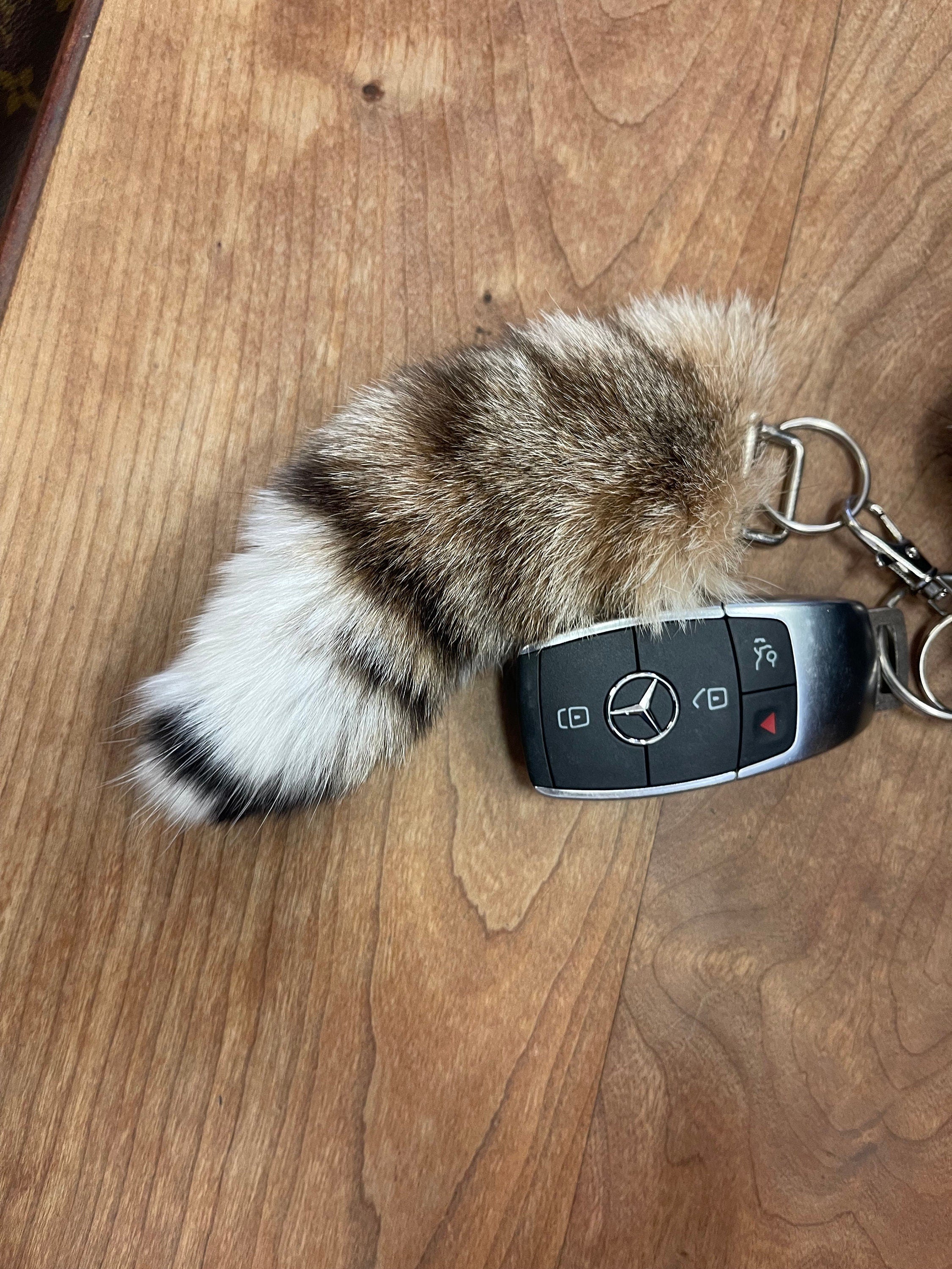 Lynx cat tail keychain bobcat real fur tanned fur gift ethically sourced tails