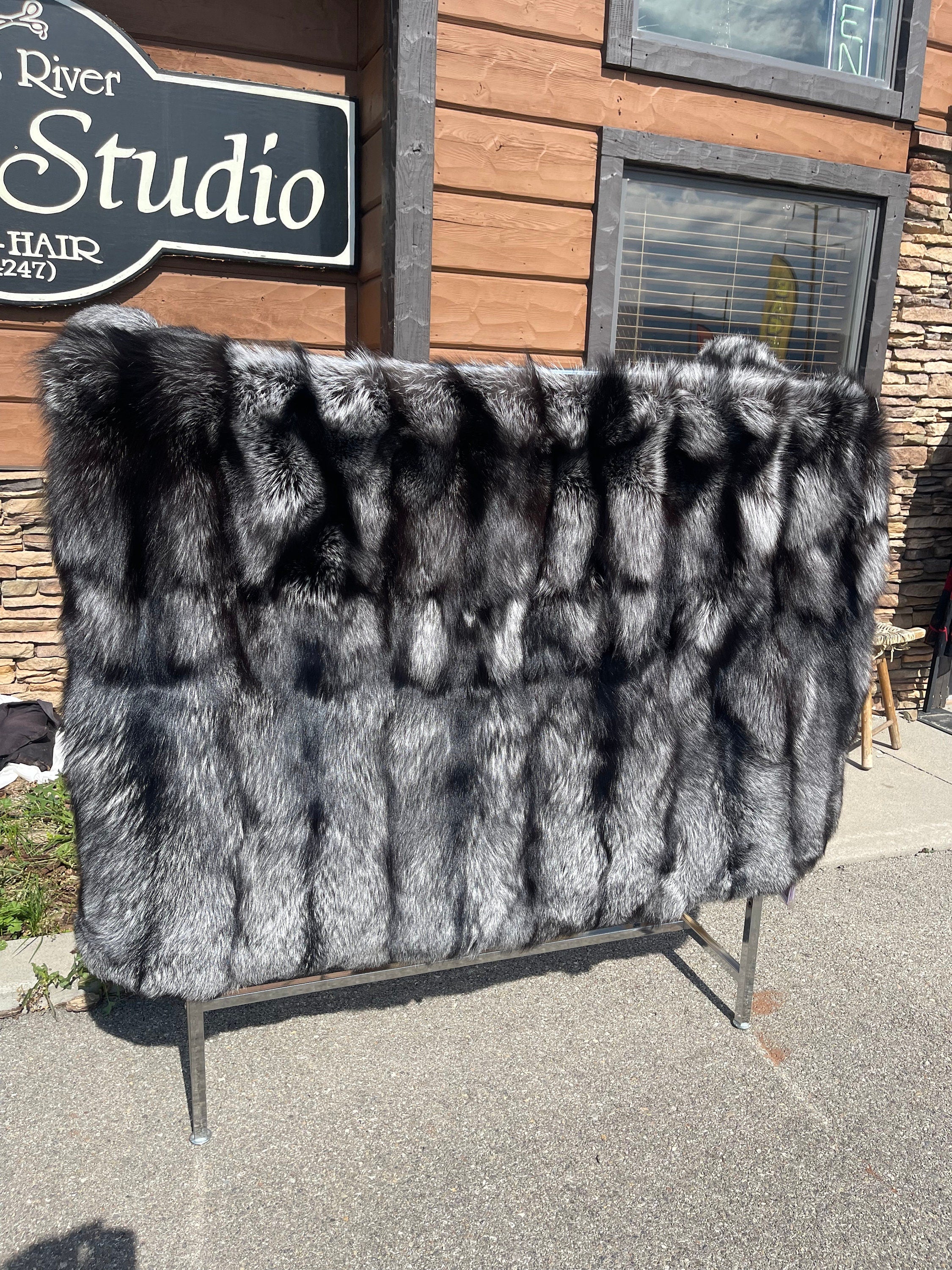 Real fur throw Silver fox and cashmere blanket luxury fur bedding elegant fur blanket