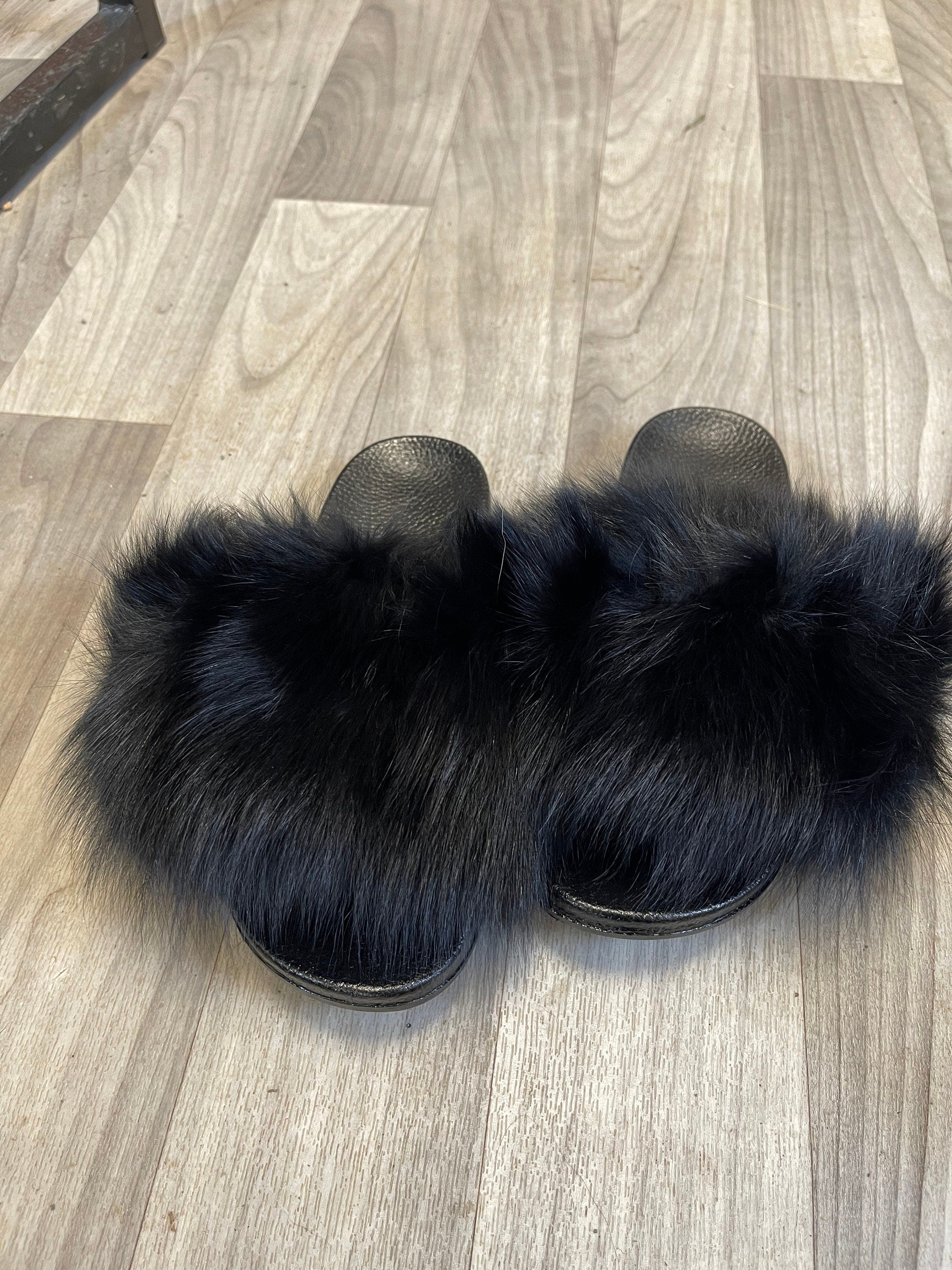 Luxury Fur Slides – Soft Plush Slippers in Multiple Colors | Prestige Furs