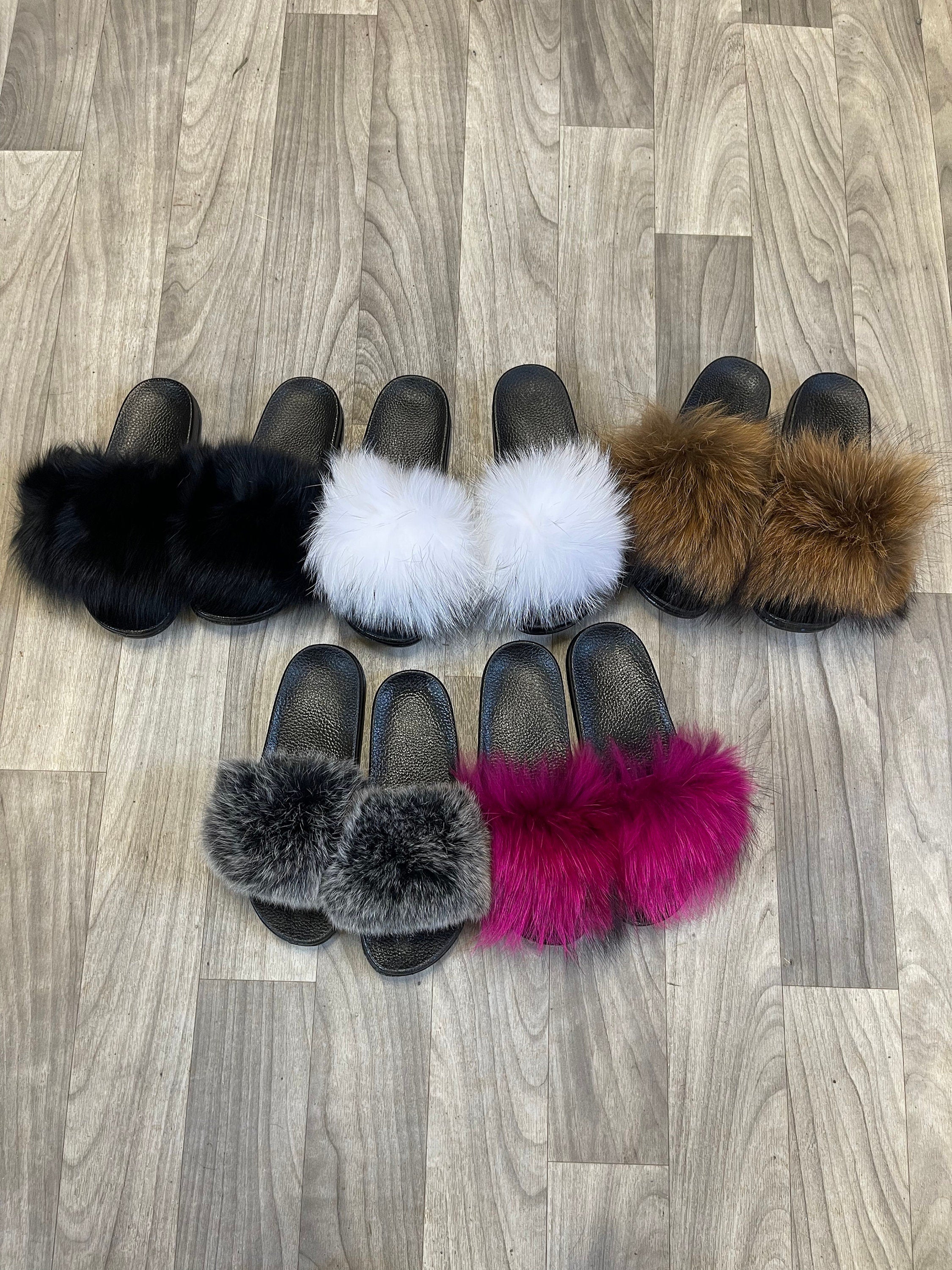 Luxury Fur Slides – Soft Plush Slippers in Multiple Colors | Prestige Furs