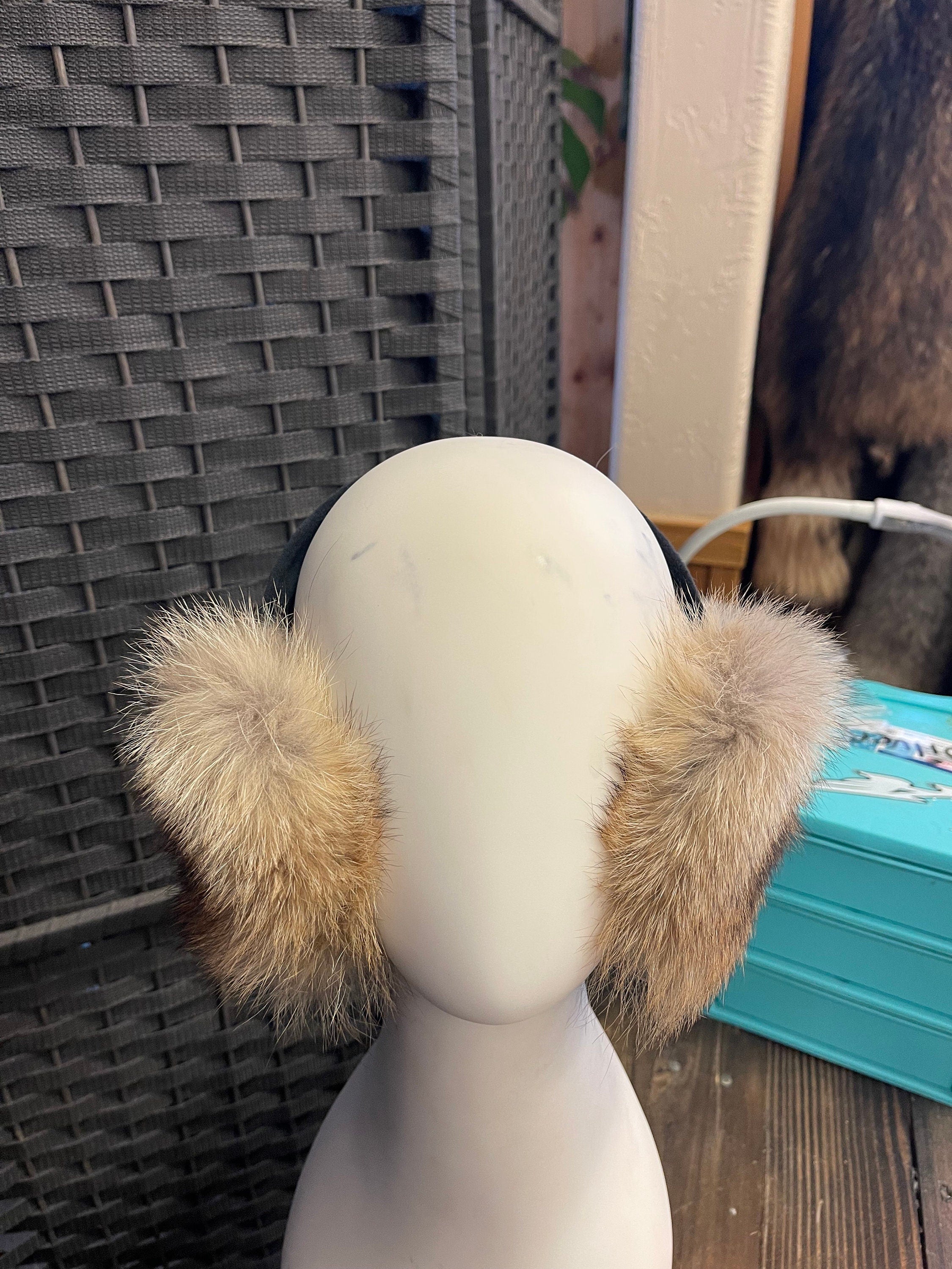 Coyote fur earmuffs coyote real fur accessory gift