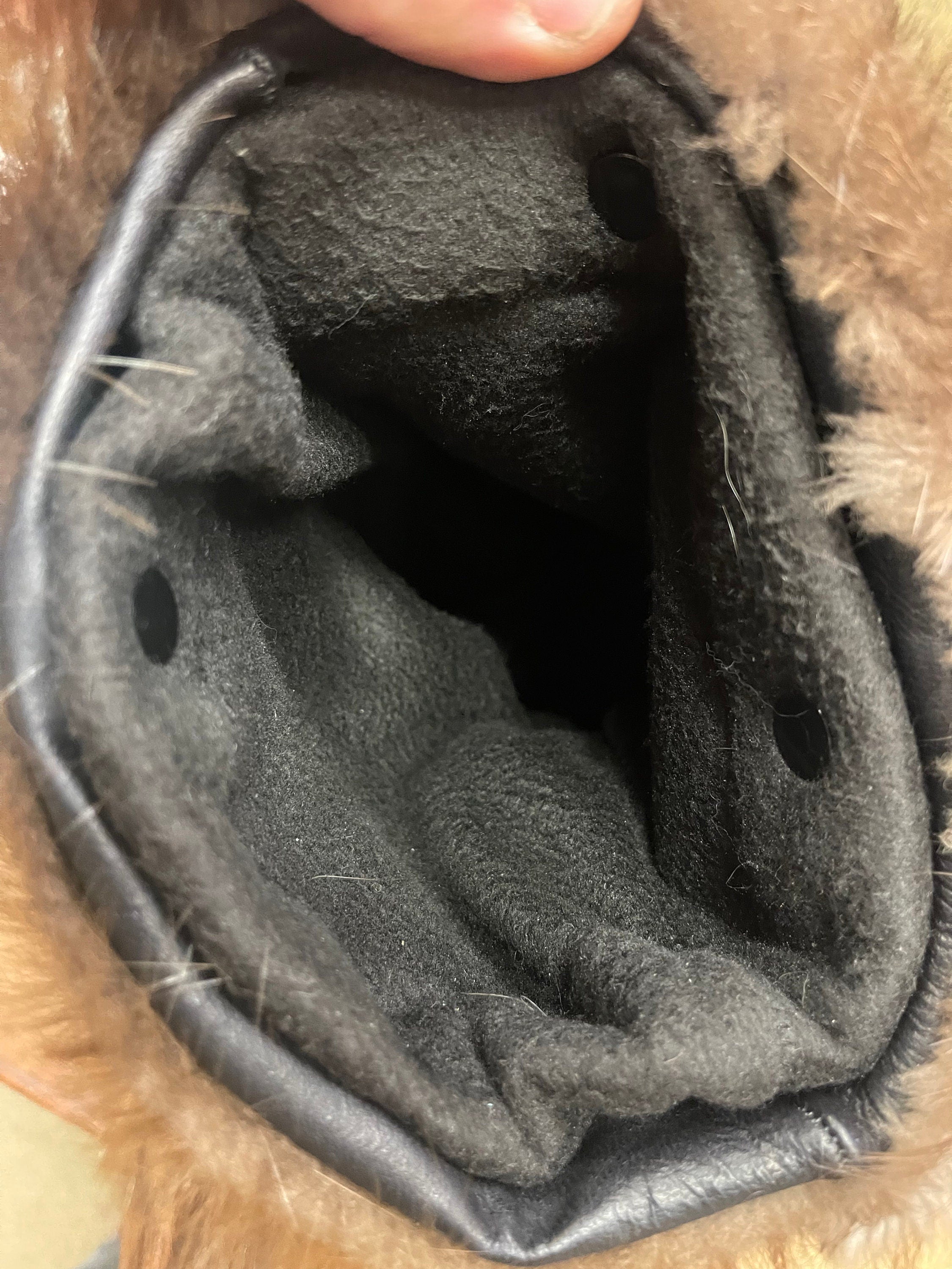 Beaver mittens made with real beaver fur and polar tech removable liner