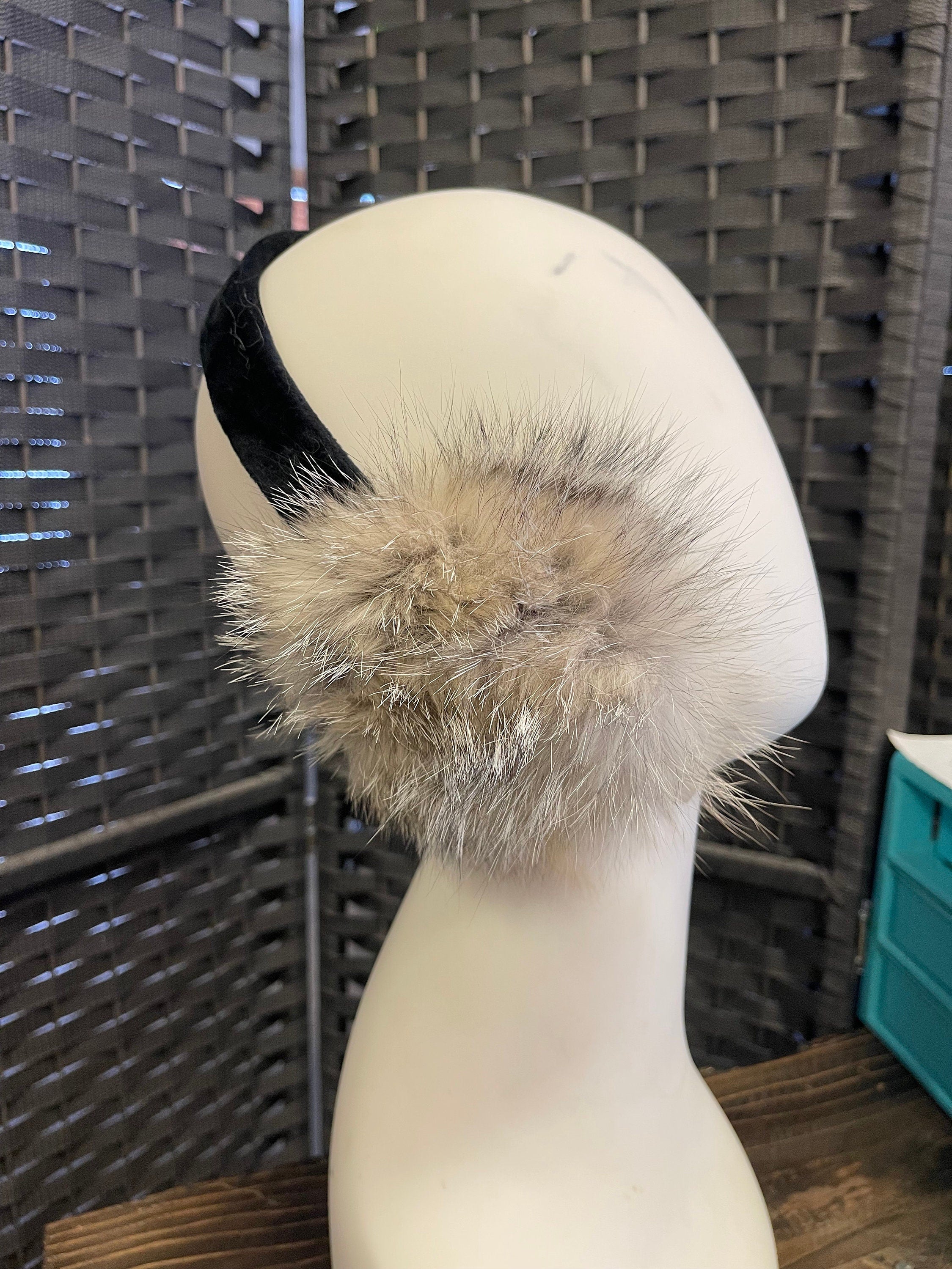 fur earmuffs grey fox fur real fur