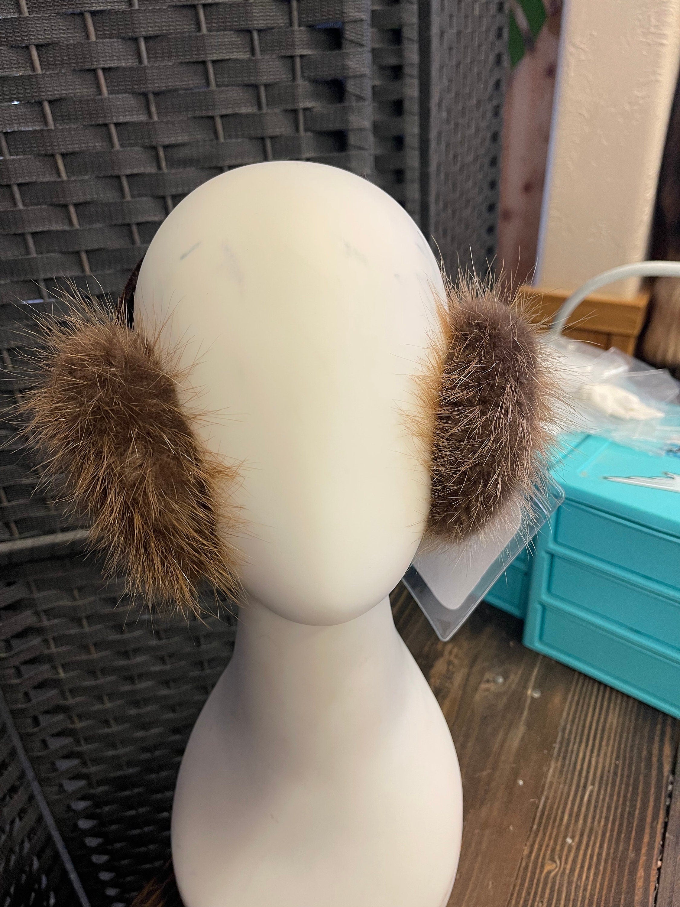 Beaver fur earmuffs