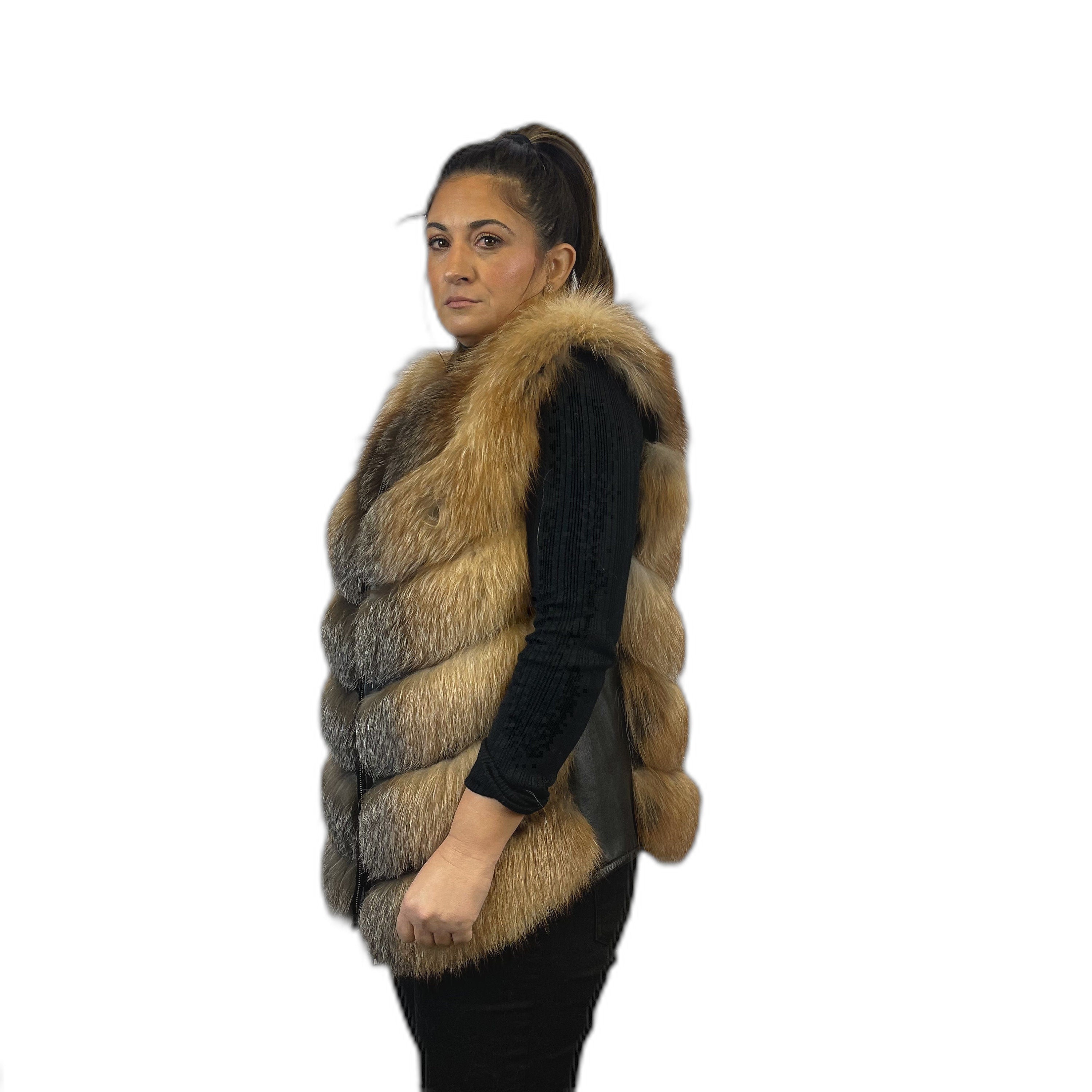 Bleached Fox fur jacket. Convertible jacket.
