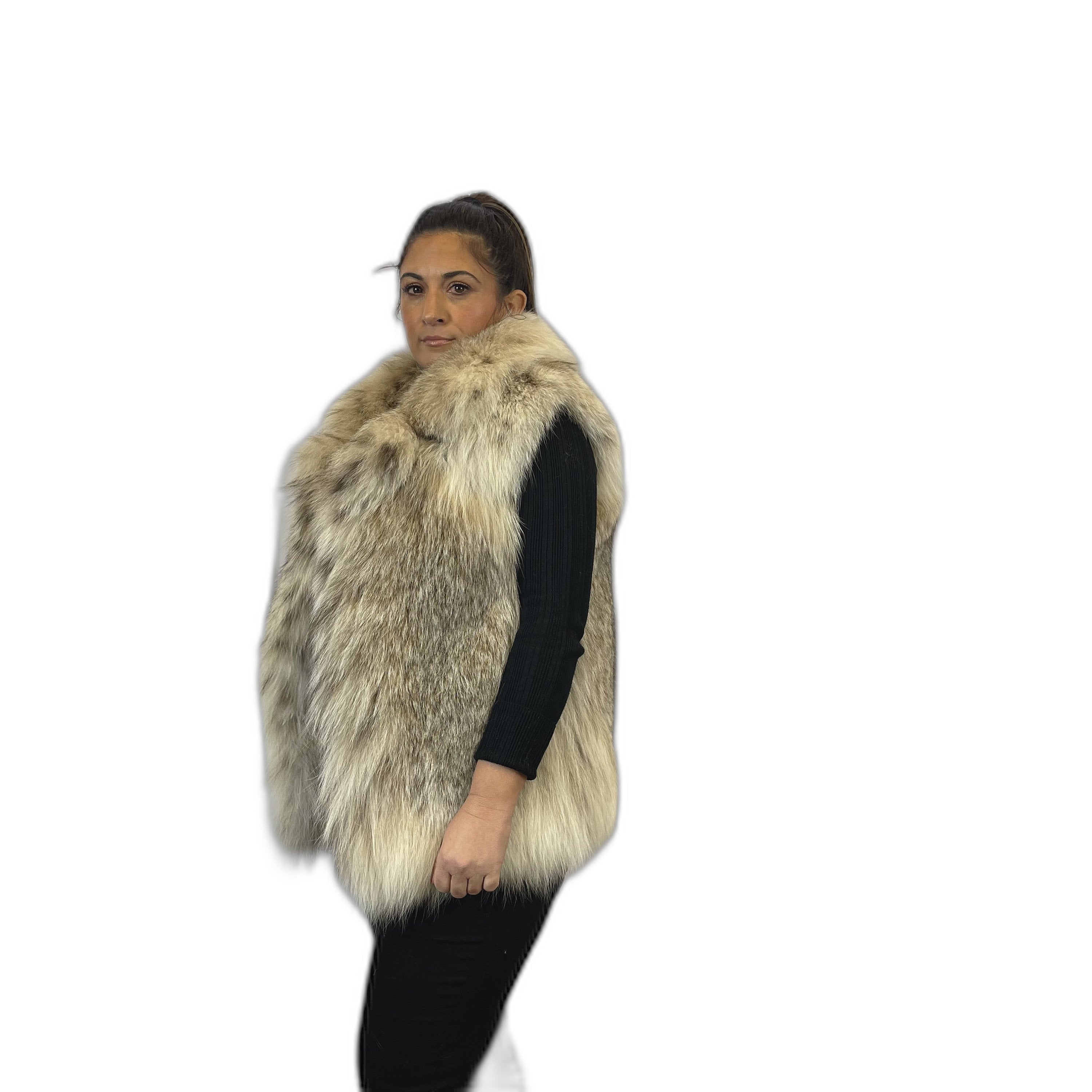 Beautiful Lynx fur reversible puffer vest.