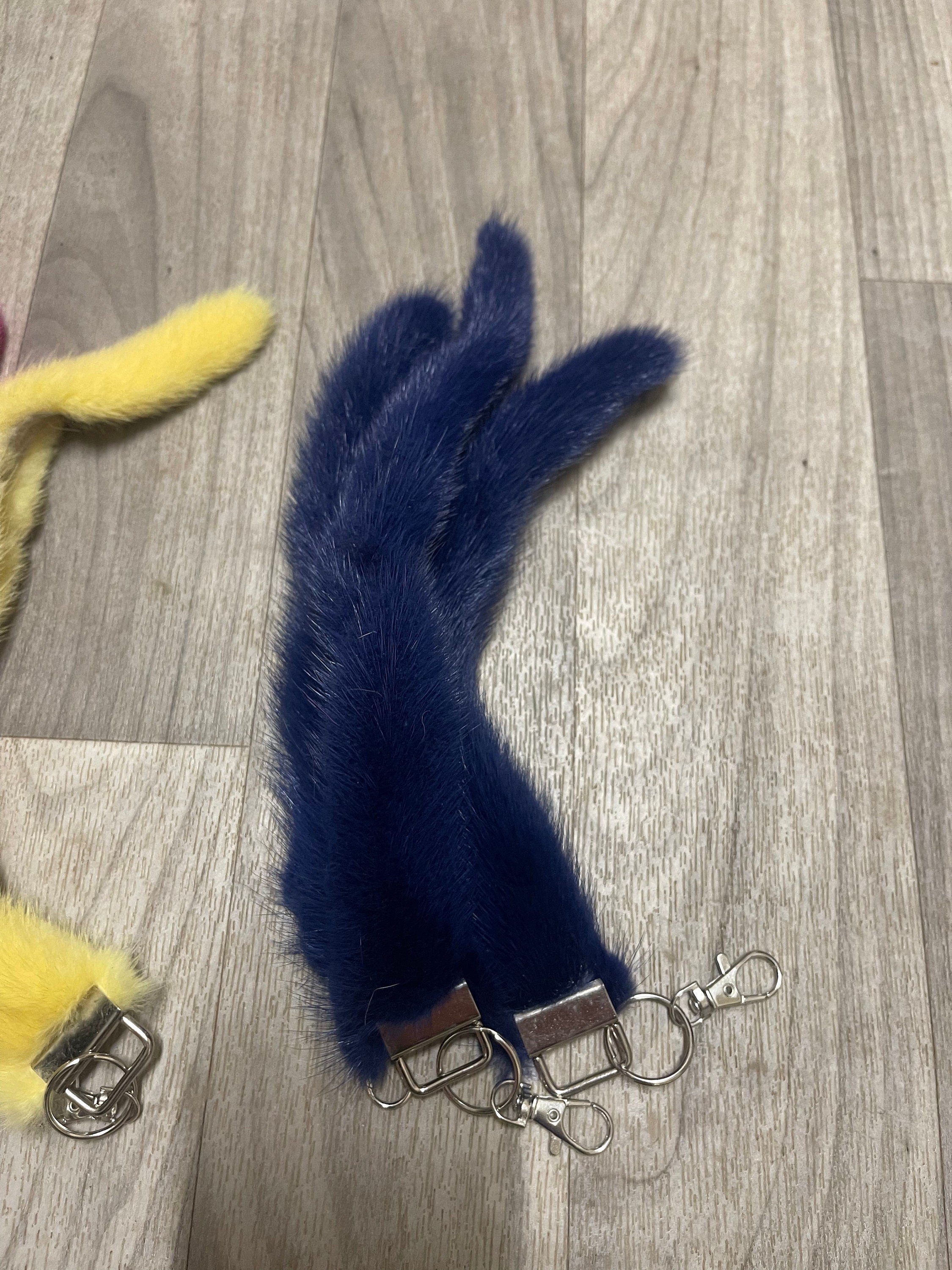 mink tail keychain real fur accessory ethically sourced tail gift idea