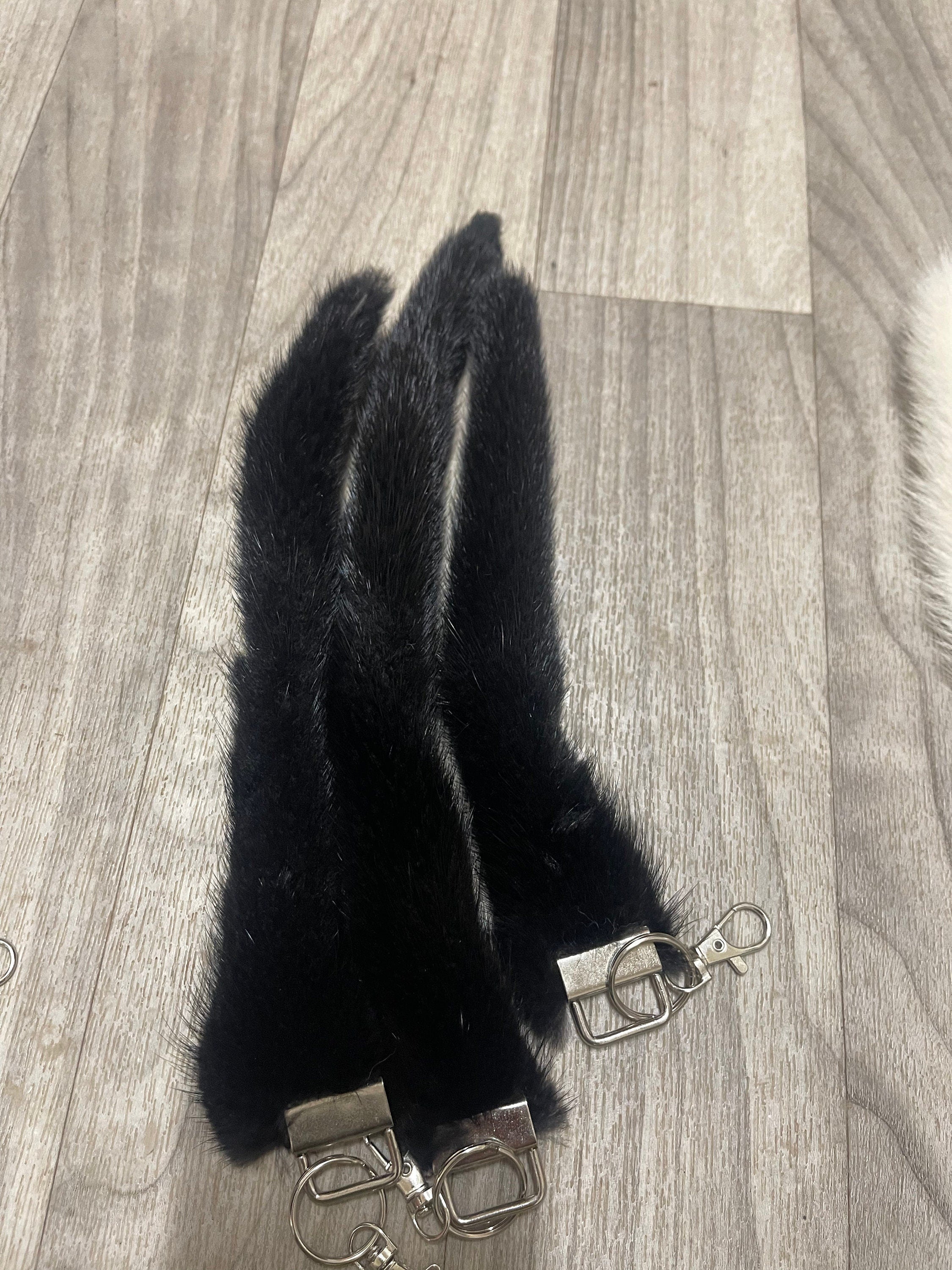 mink tail keychain real fur accessory ethically sourced tail gift idea