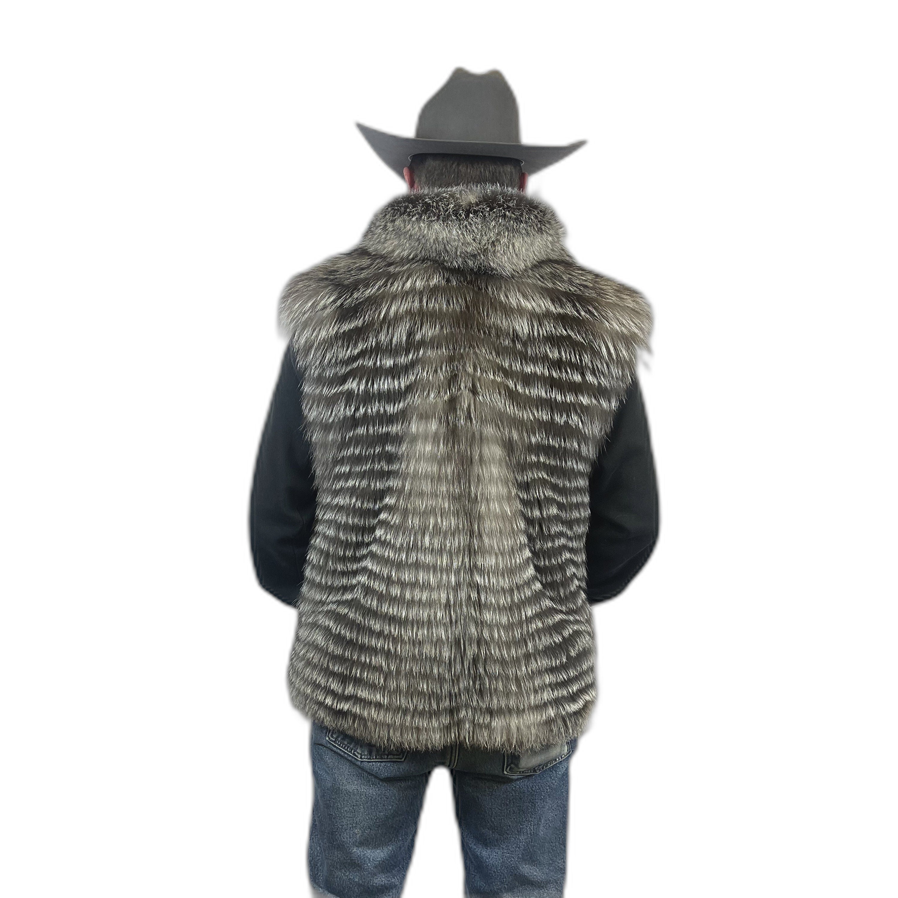 Silver fox fur vest made with real silver fox fur