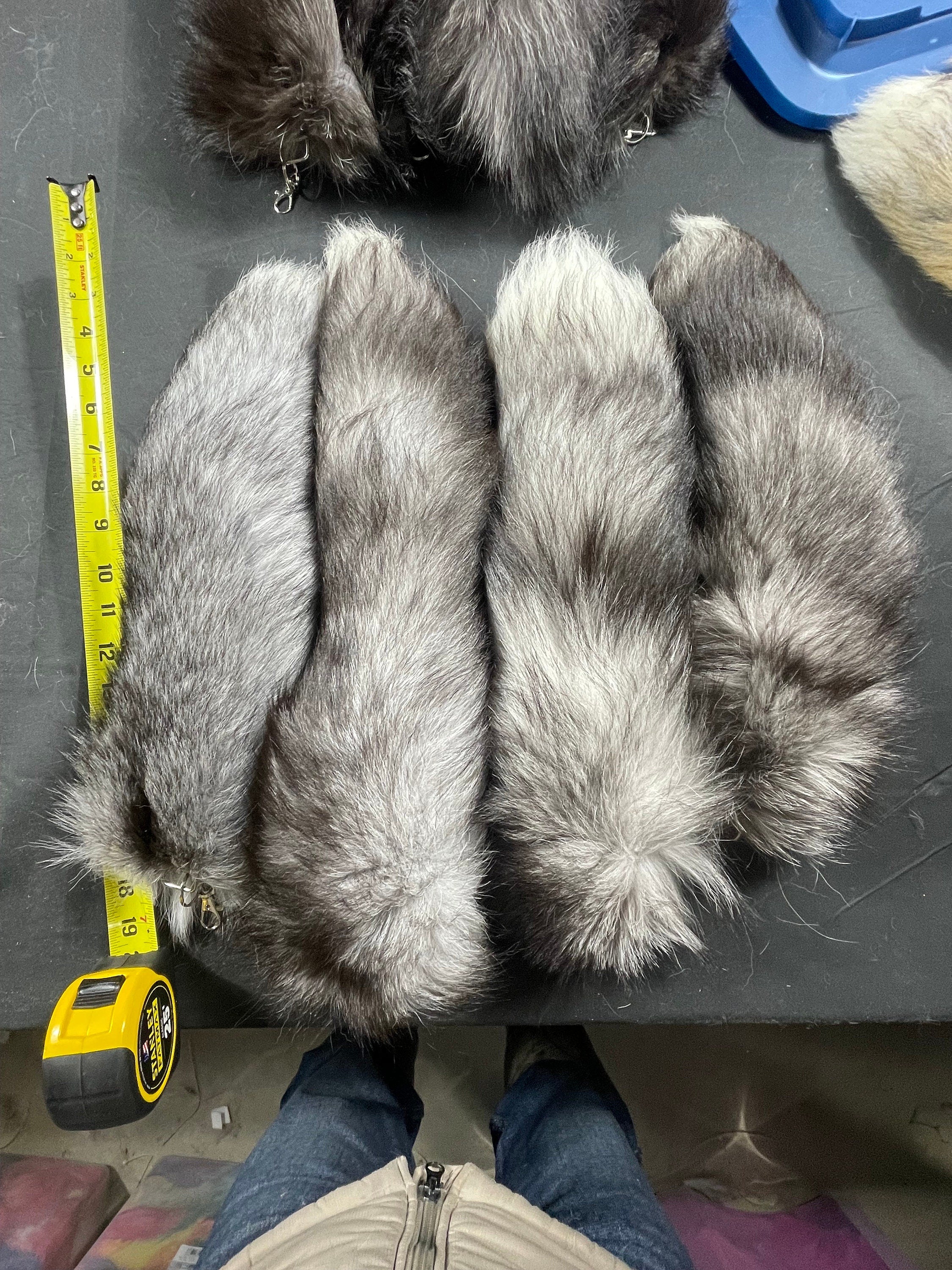 Fox tail keychain silver fox tail Indigo fox tail keychain real fur ethically sourced tails