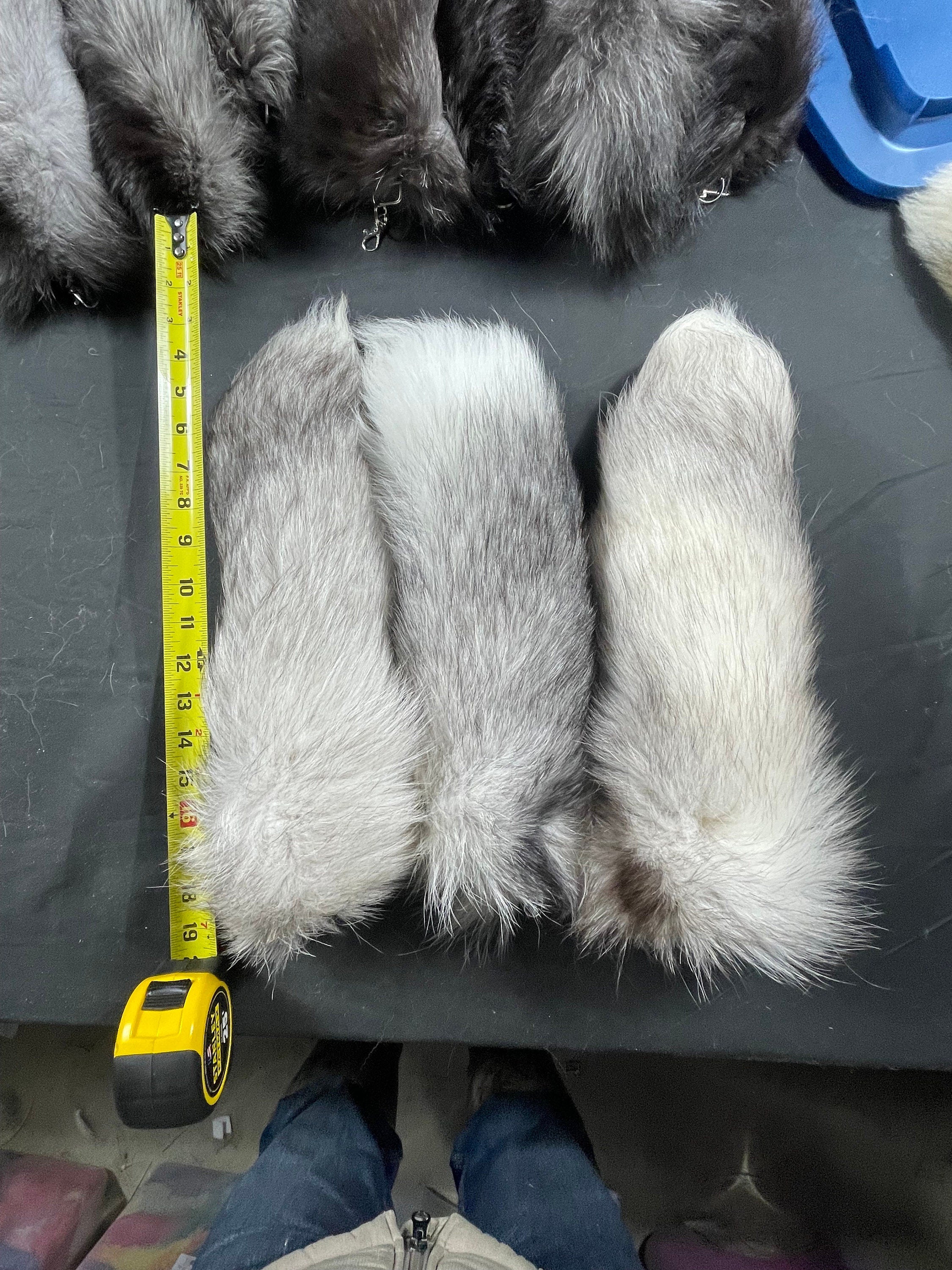 Fox tail keychain silver fox tail Indigo fox tail keychain real fur ethically sourced tails