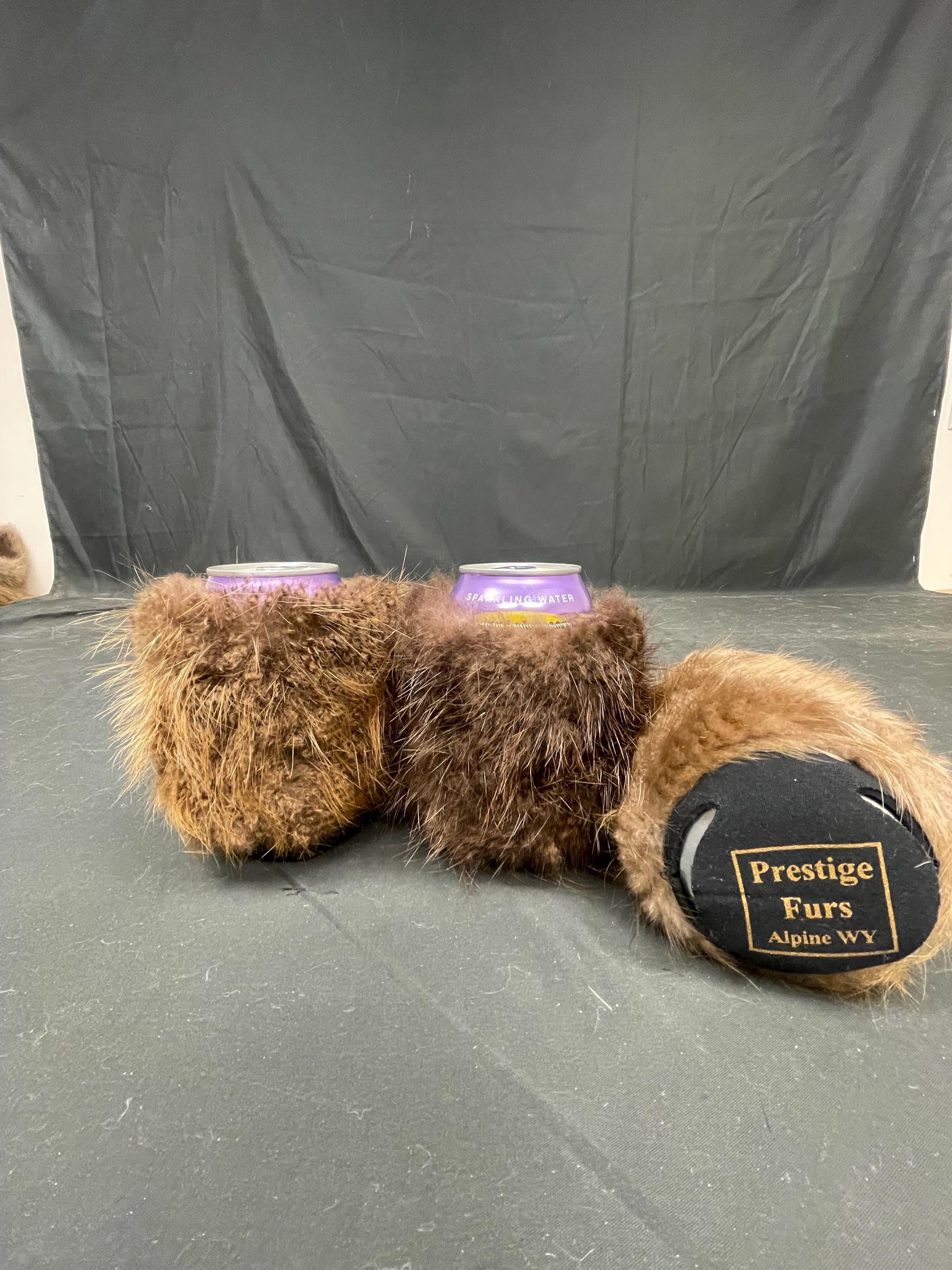 beaver fur can cooler real fur