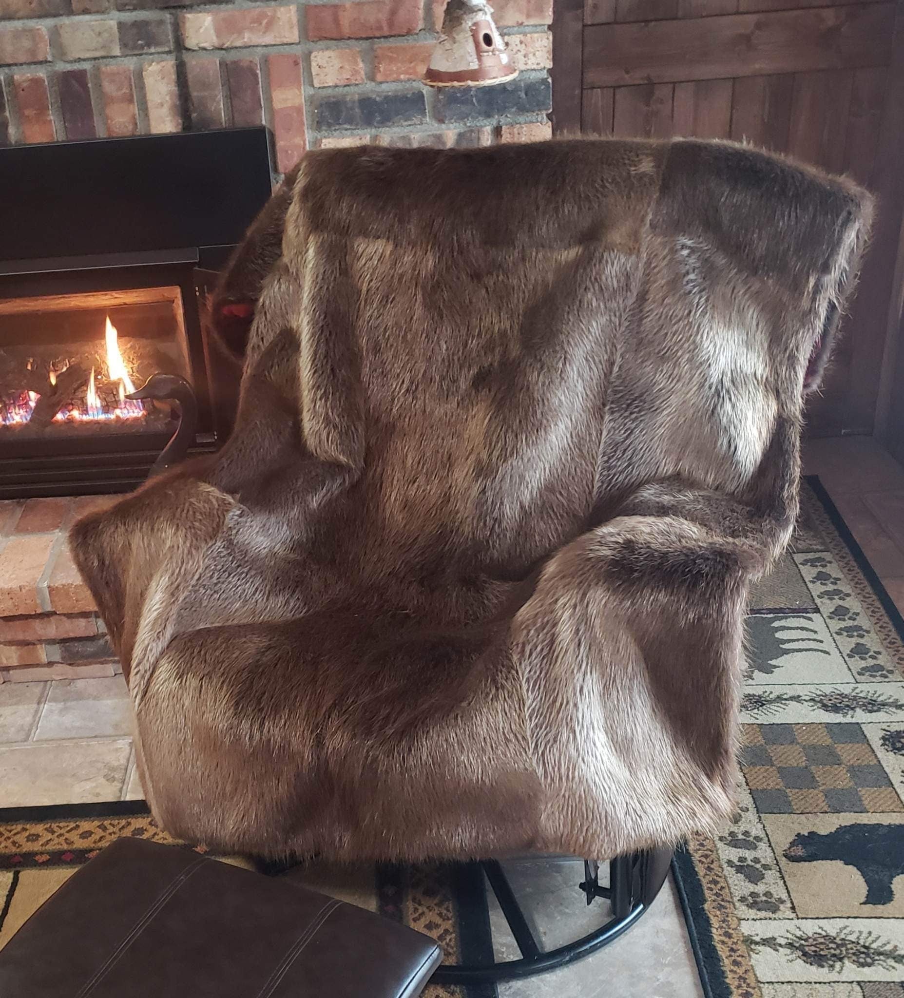 Beaver fur throw blanket