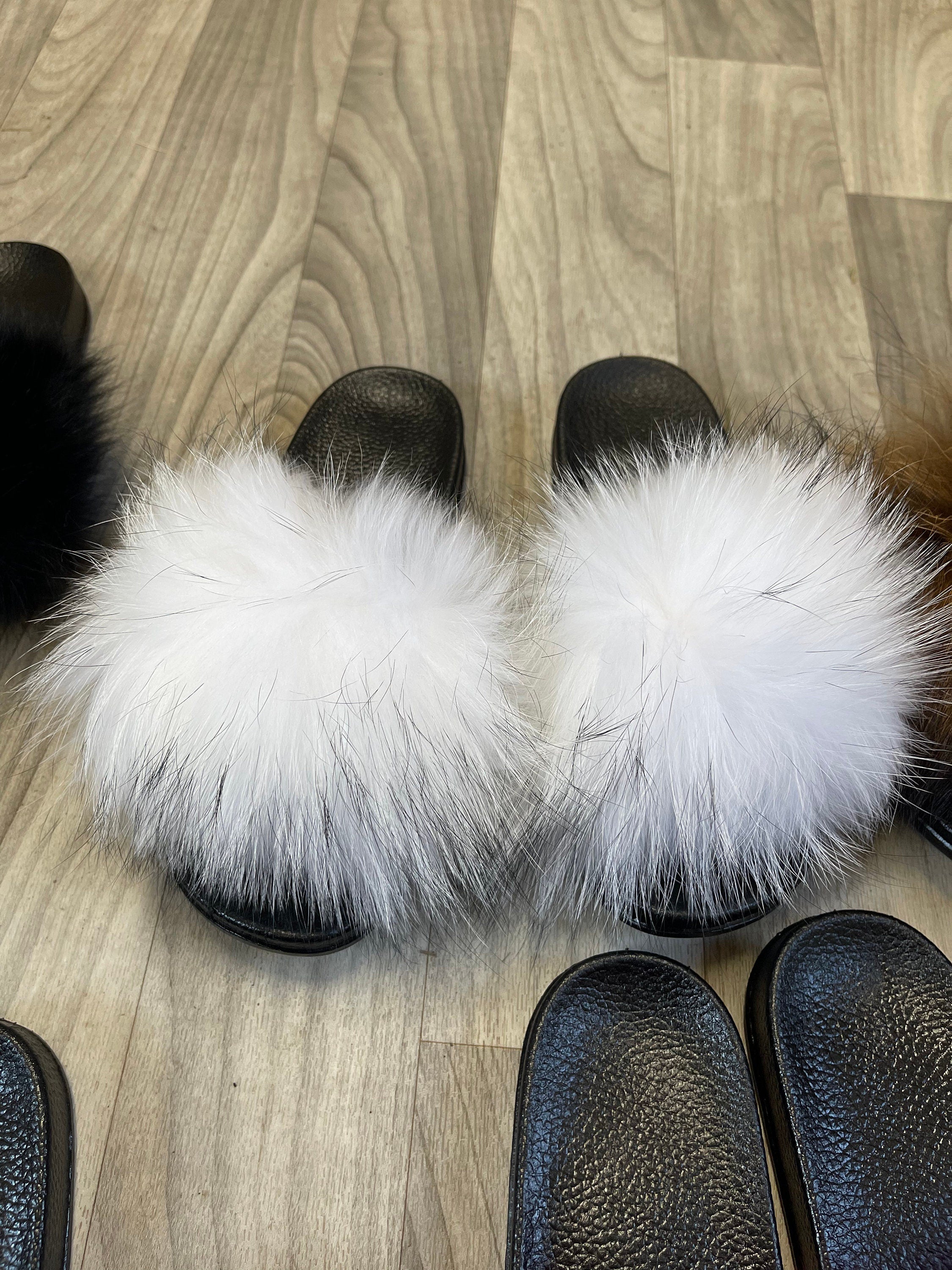 Luxury Fur Slides – Soft Plush Slippers in Multiple Colors | Prestige Furs