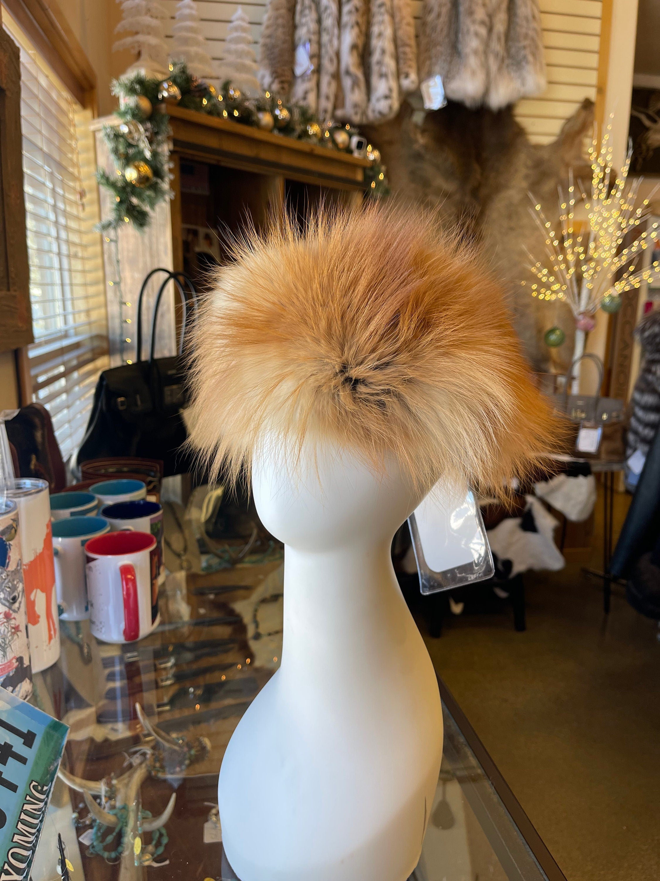 Red fox fur adjustable headband Red fox neck warmer cozy fur gift ear warmer