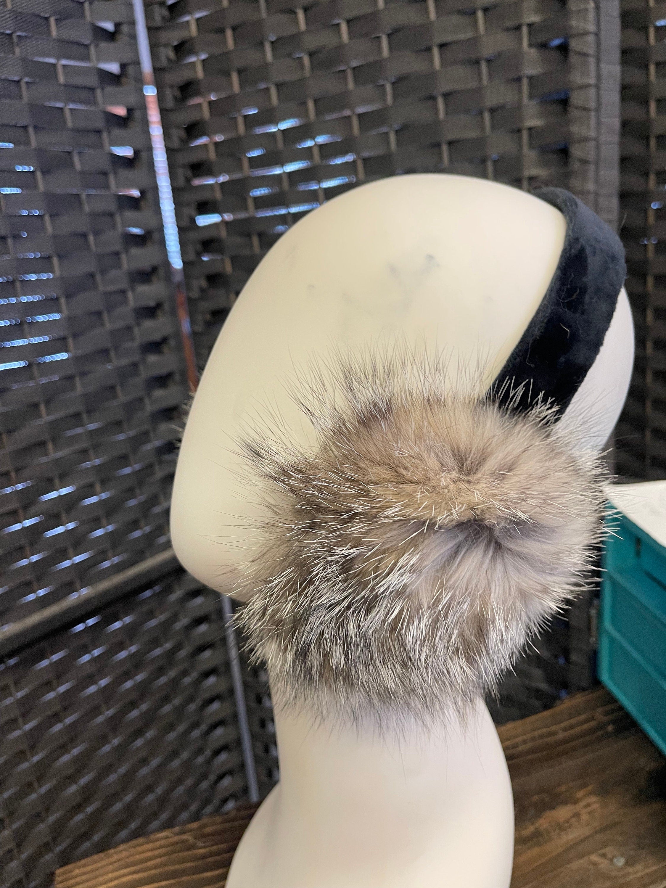 fur earmuffs grey fox fur real fur