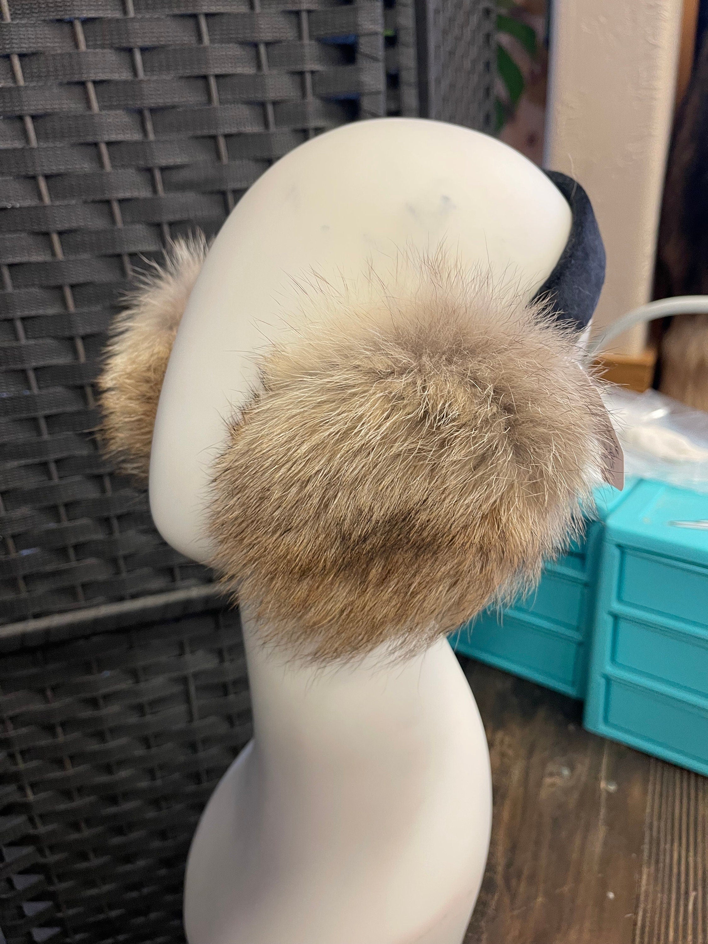 Coyote fur earmuffs coyote real fur accessory gift