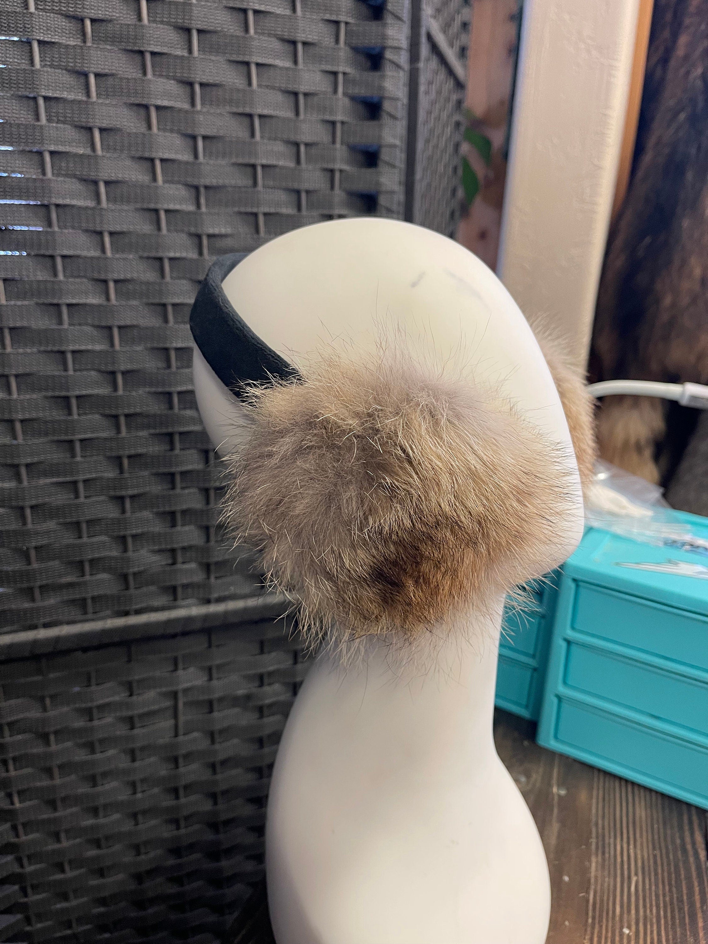 Coyote fur earmuffs coyote real fur accessory gift