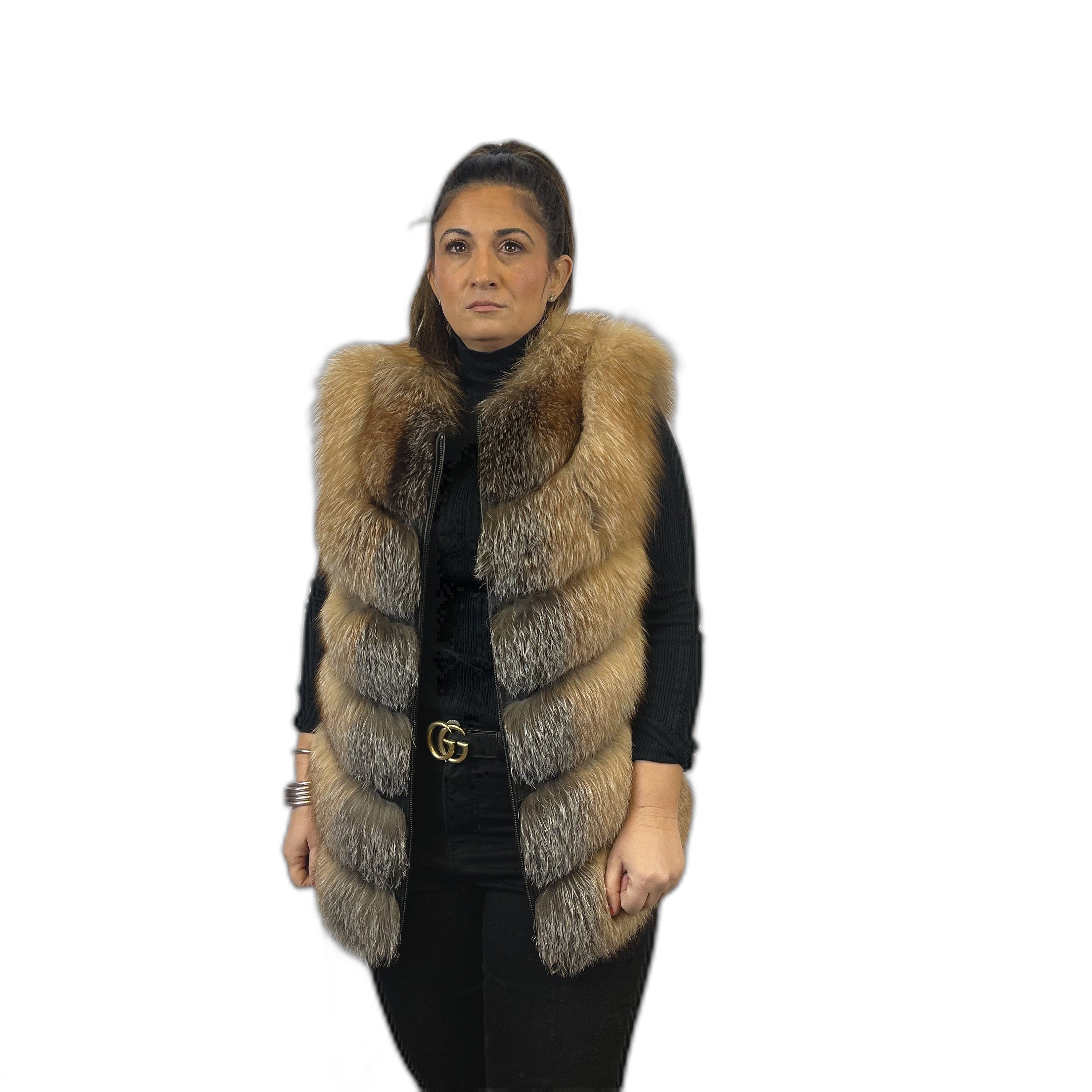 Bleached Fox fur jacket. Convertible jacket.