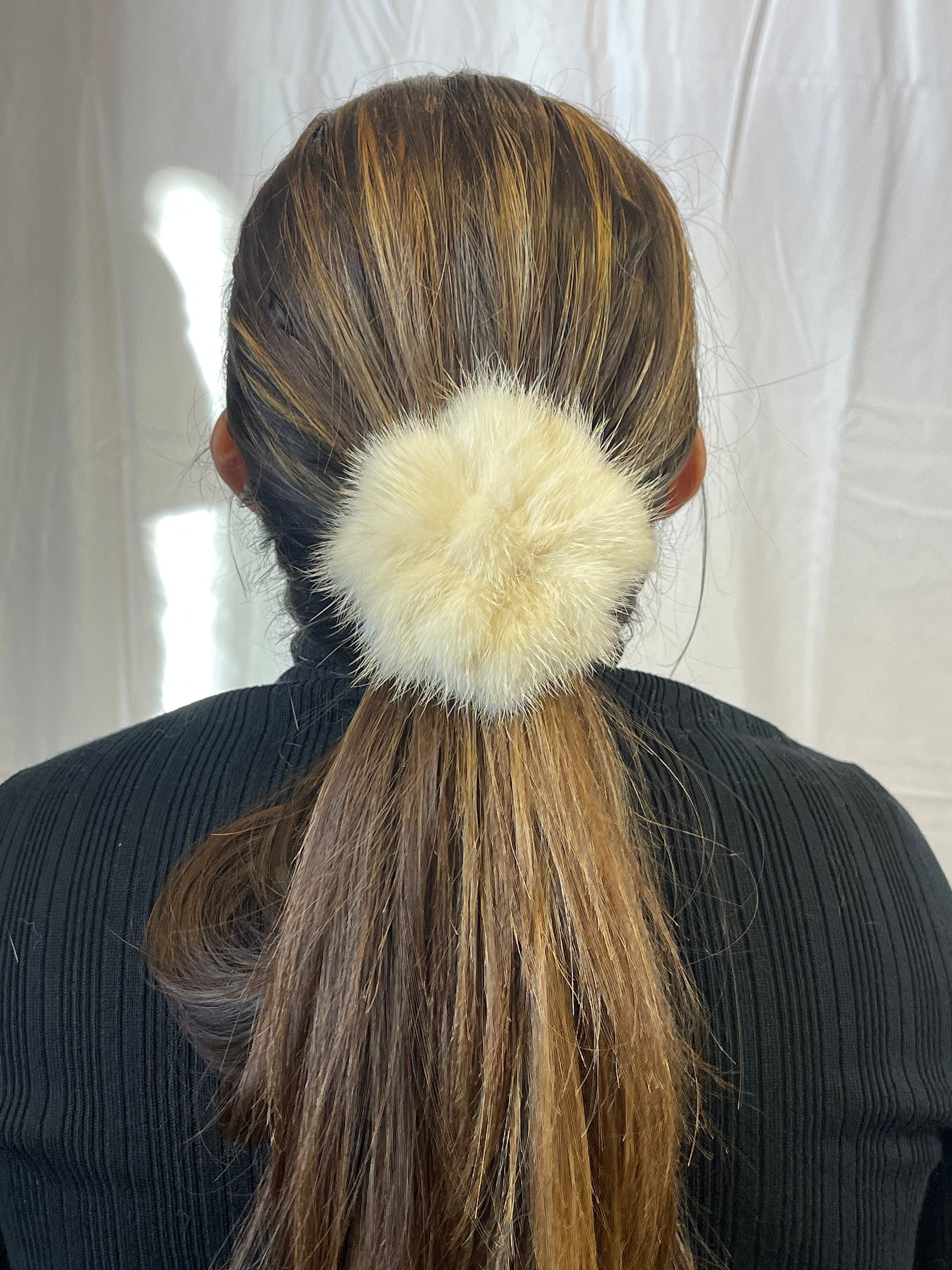 Mink fur hair tie. Real mink fur ponytail holder