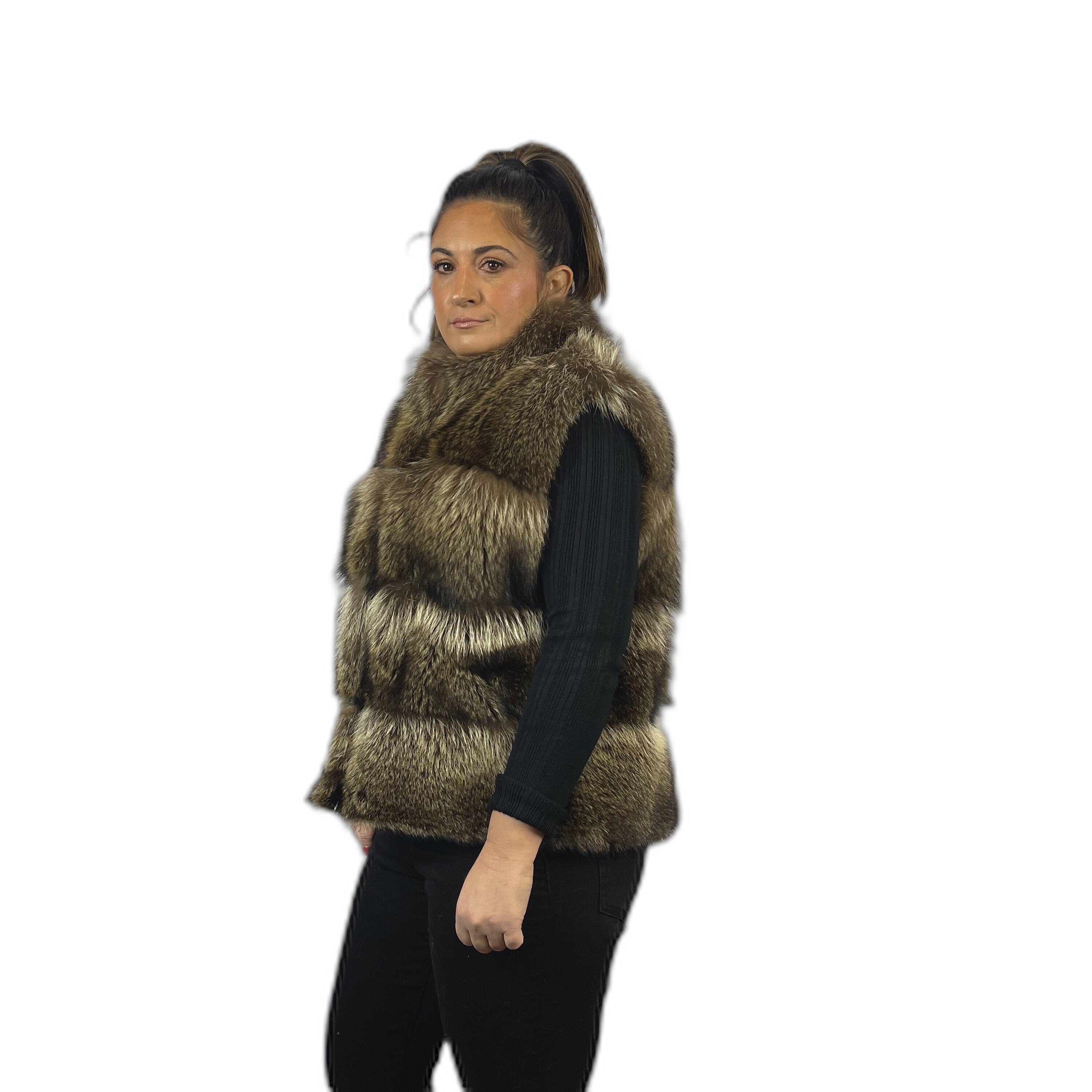 raccoon fur vest real fur vest warm fur vest stylish fur vest