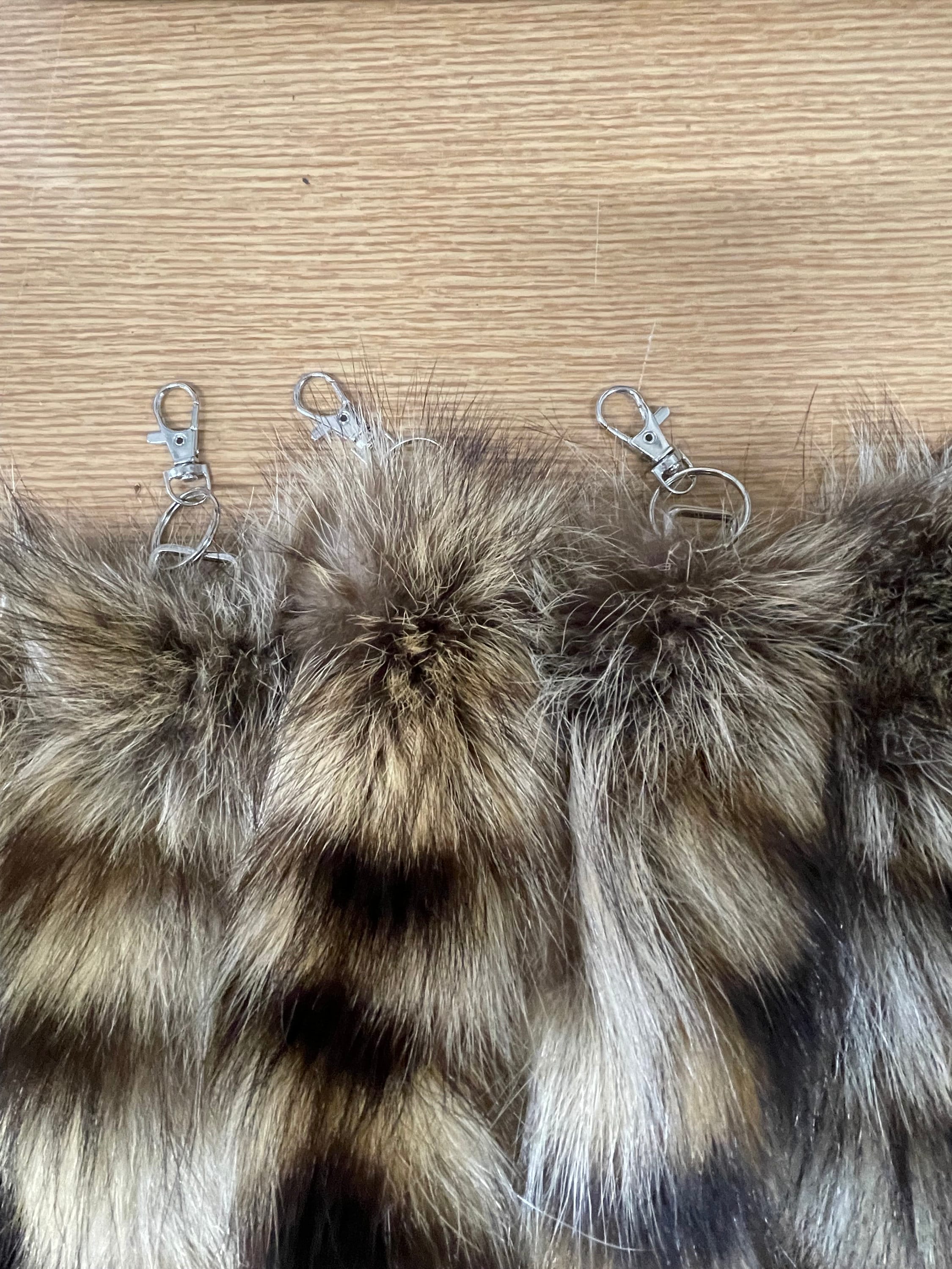 Raccoon tail keychain real fur accessory ethically sourced tail gift idea