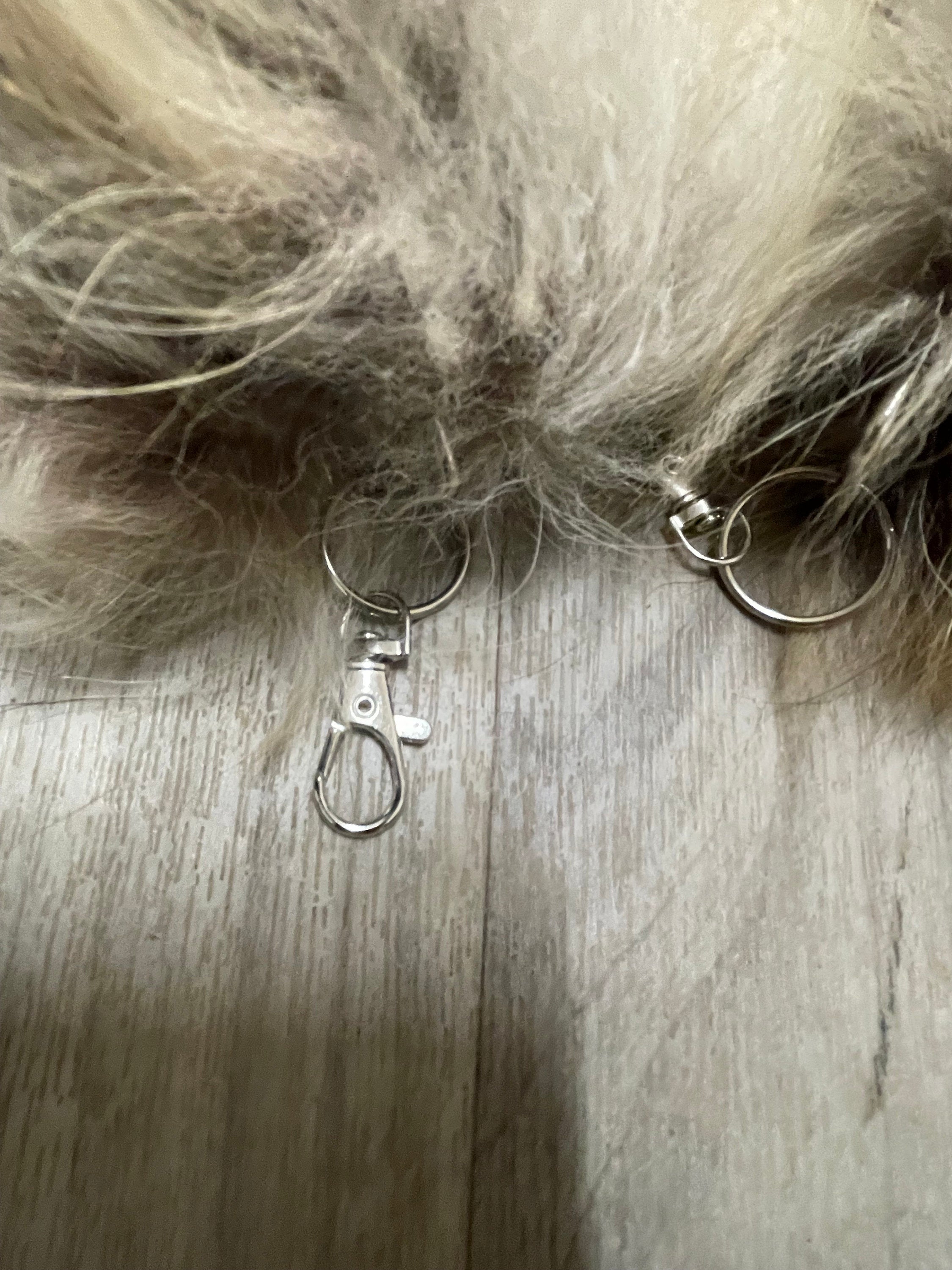 Finn raccoon tail keychain tanuki  tail keychain real fur accessory ethically sourced tail gift idea