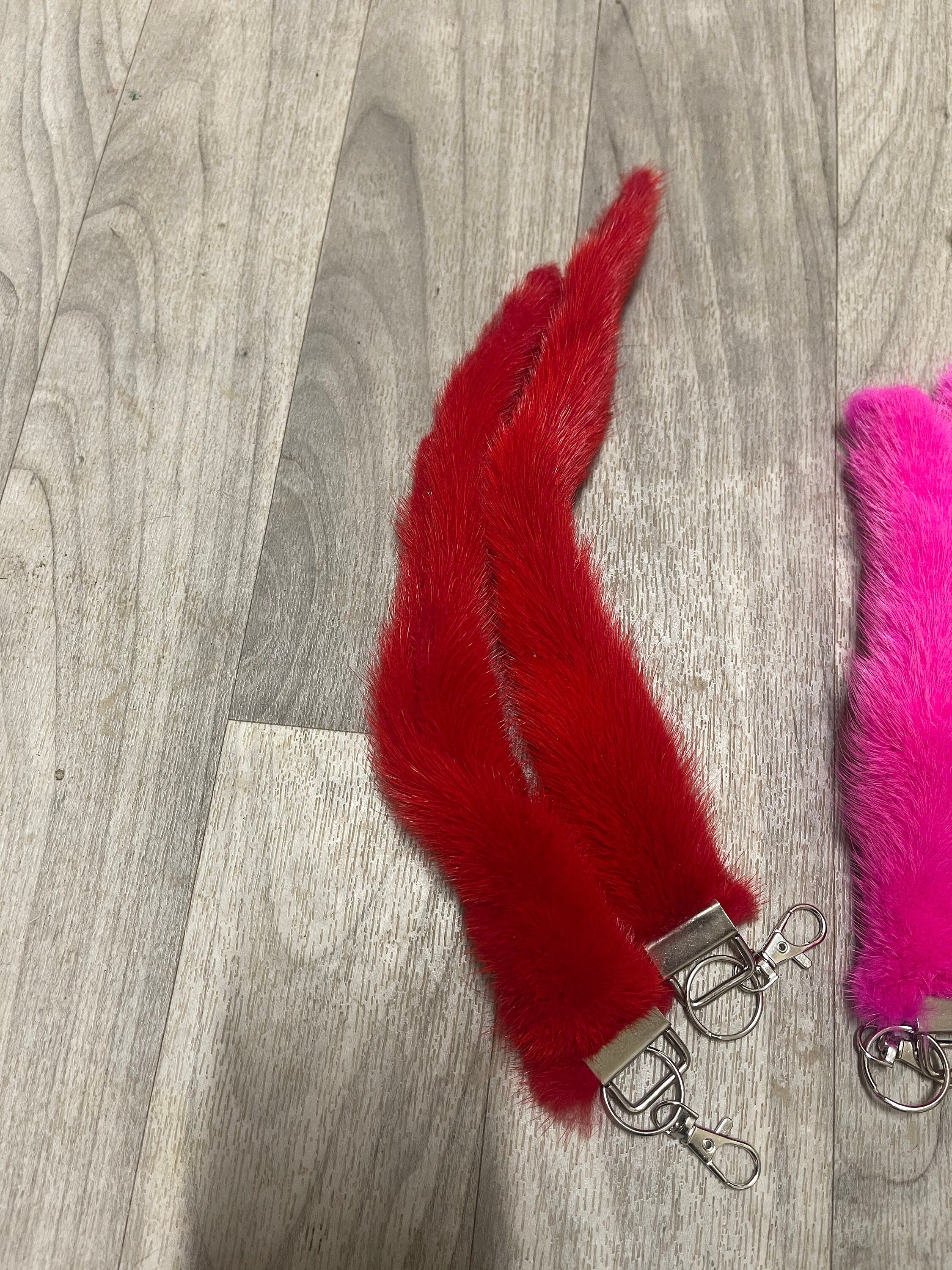 mink tail keychain real fur accessory ethically sourced tail gift idea