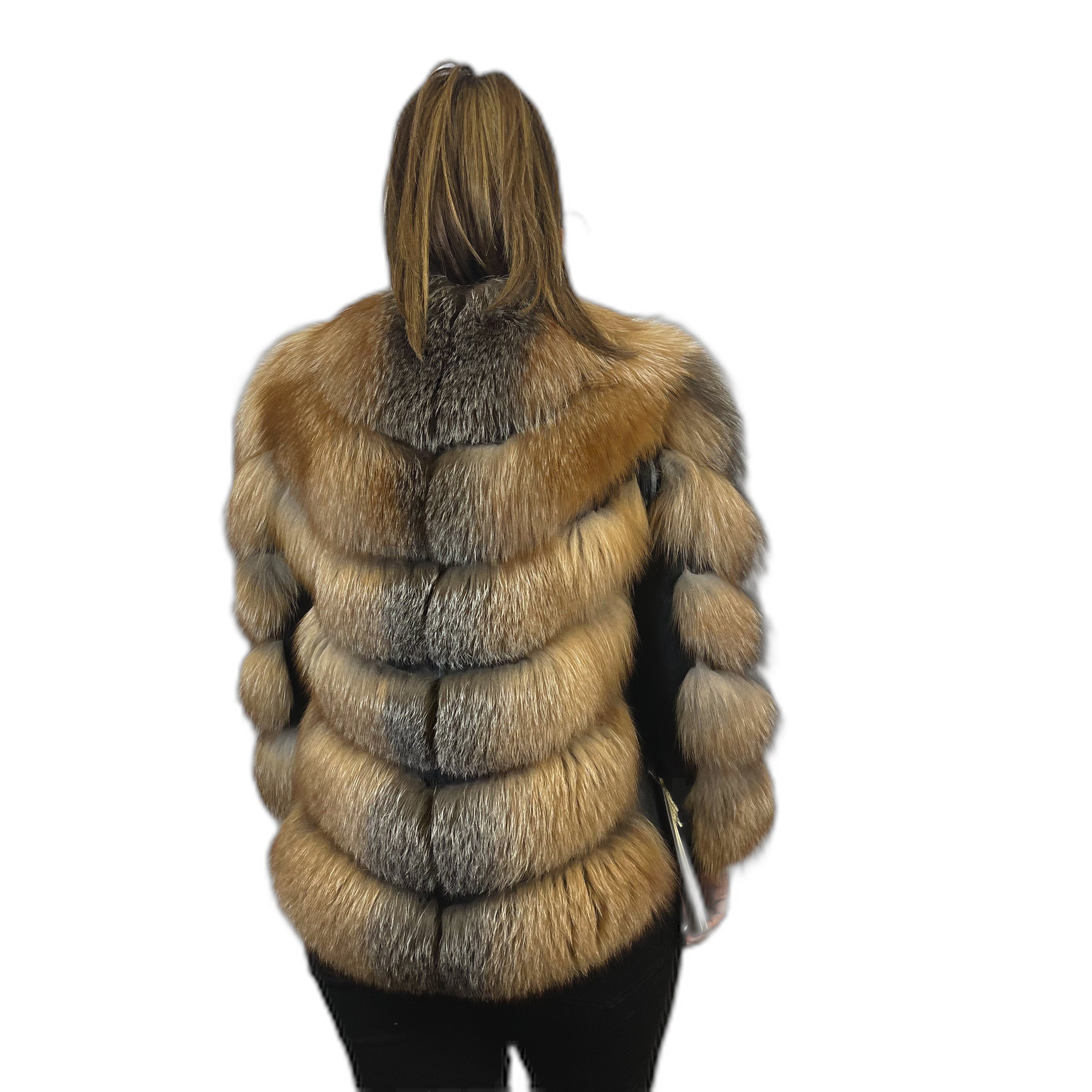 Bleached Fox fur jacket. Convertible jacket.