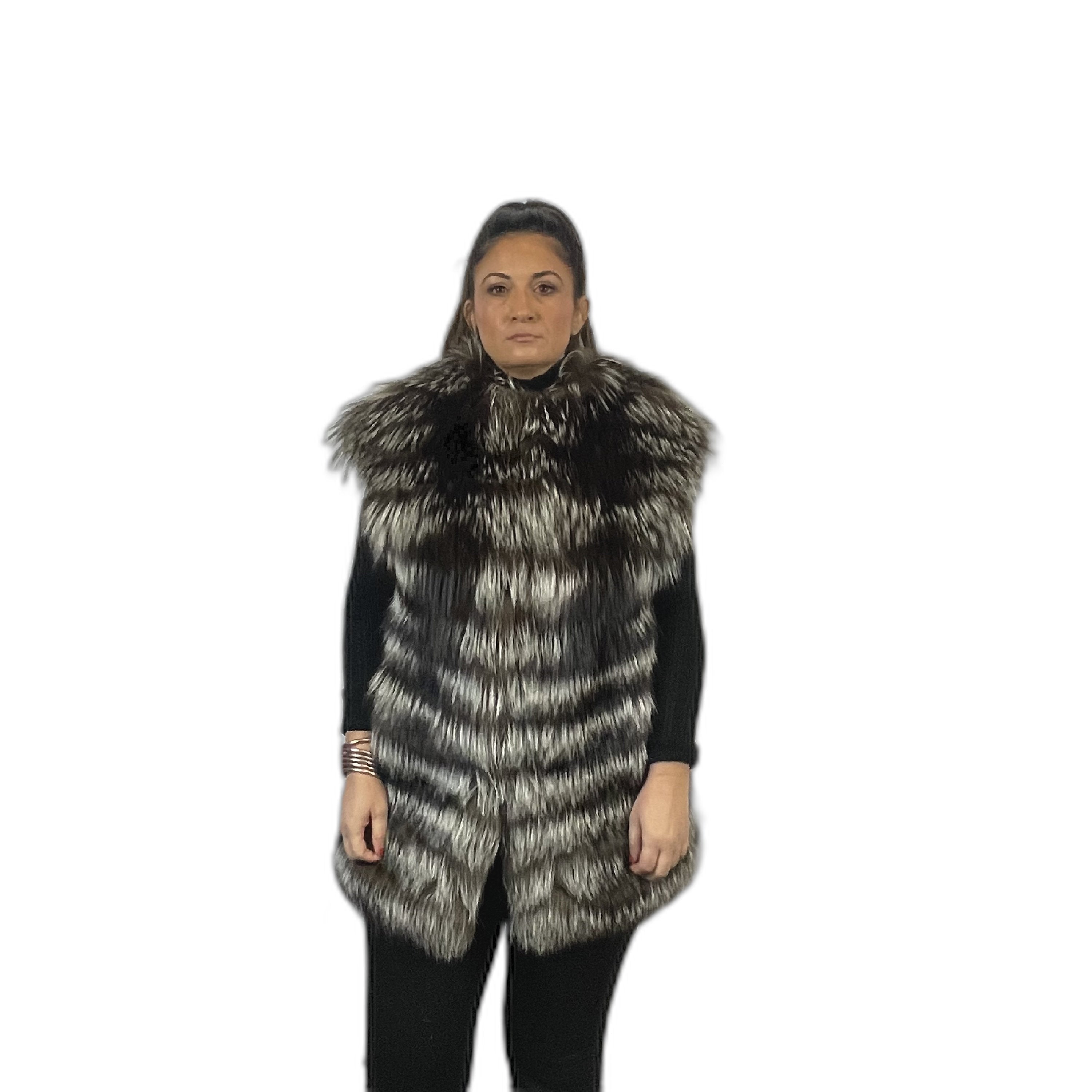 Beautiful silver fox fur vest.