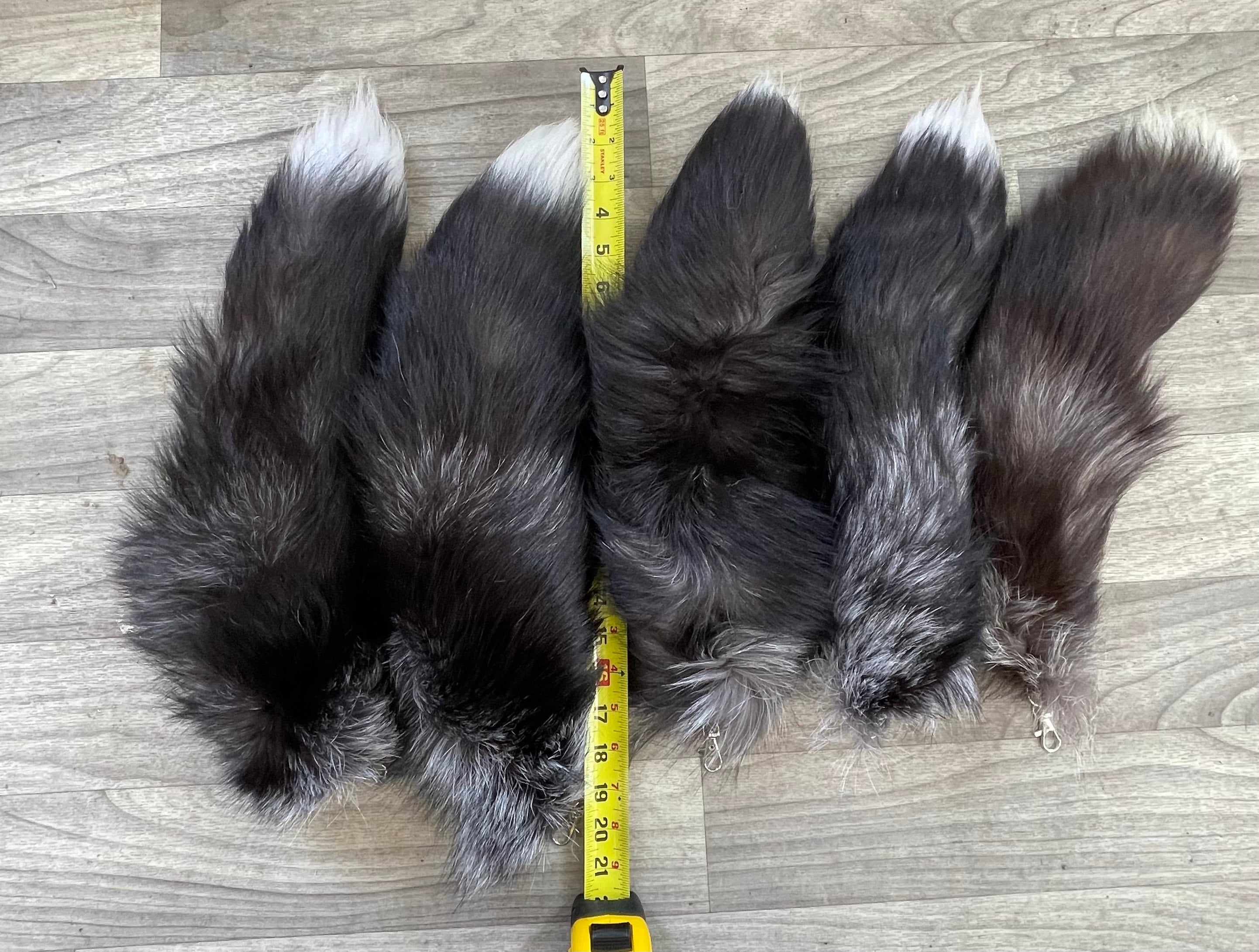 Silver fox tail keychain