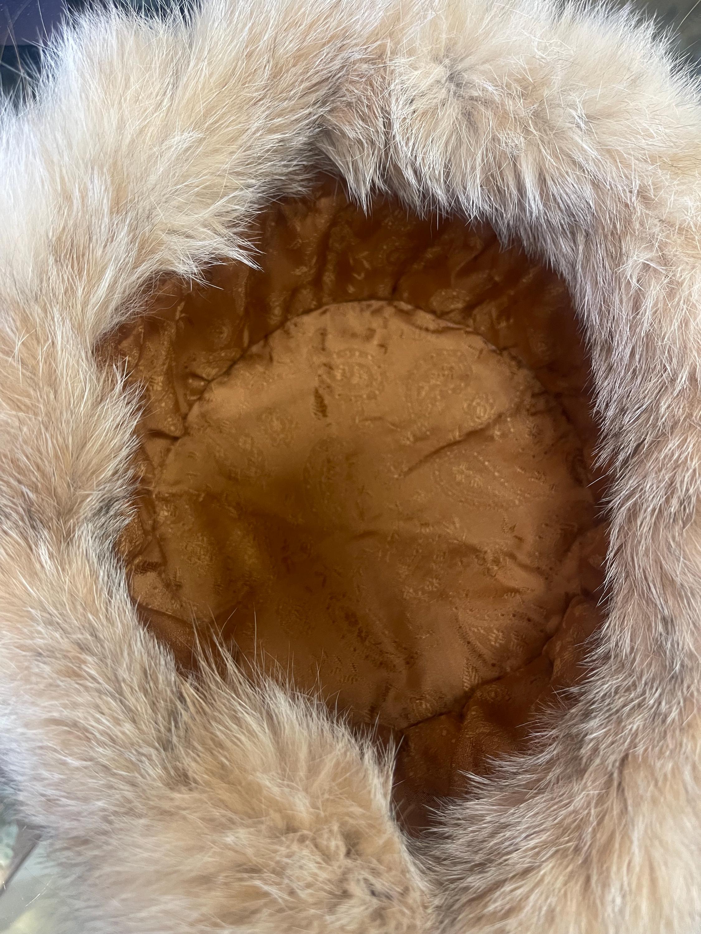 Fur hat pillbox hat Beautiful soft lynx cat fur hat bobcat